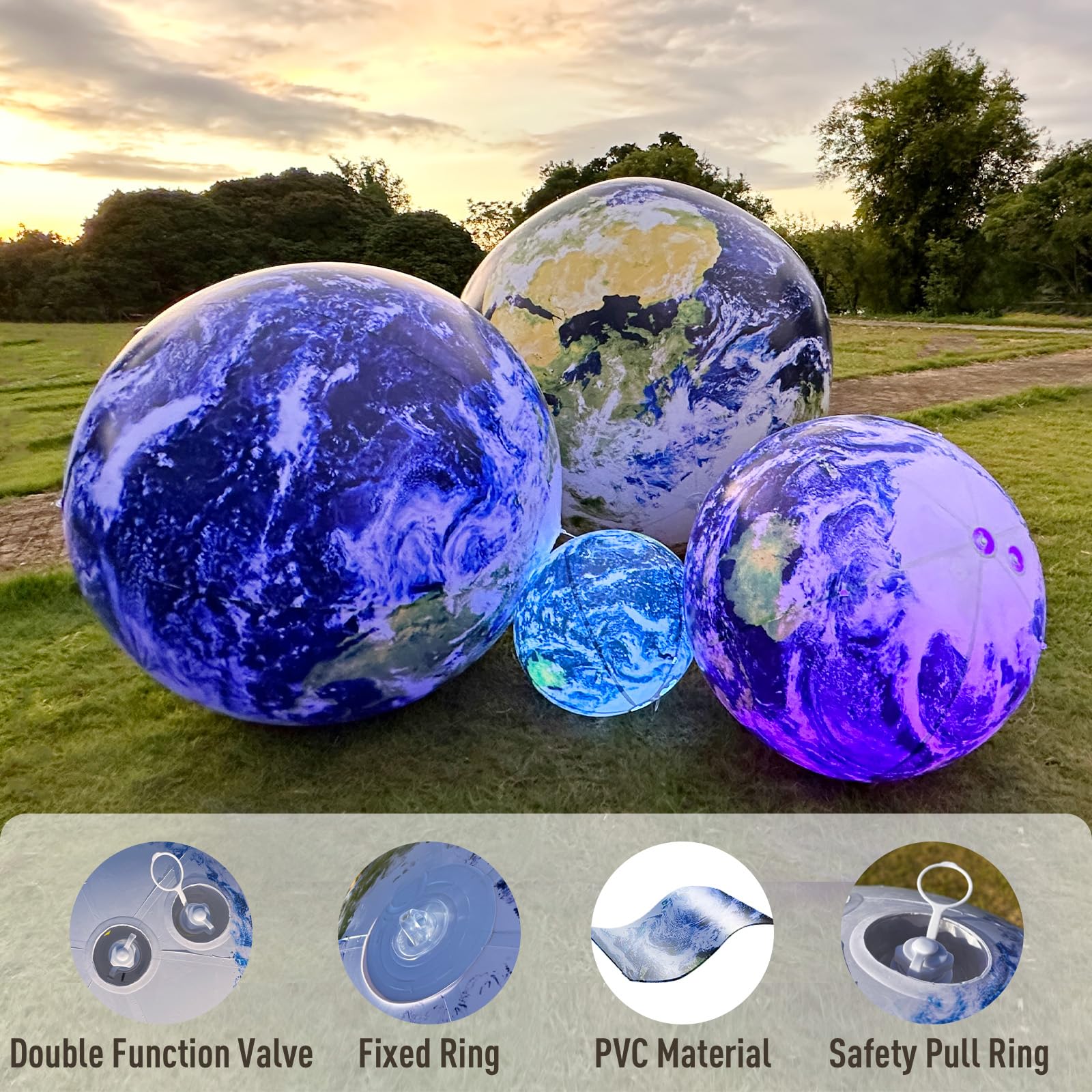 Inflatable Planet Balls Big Planet Balloons with LED Light - Choose Style & Size