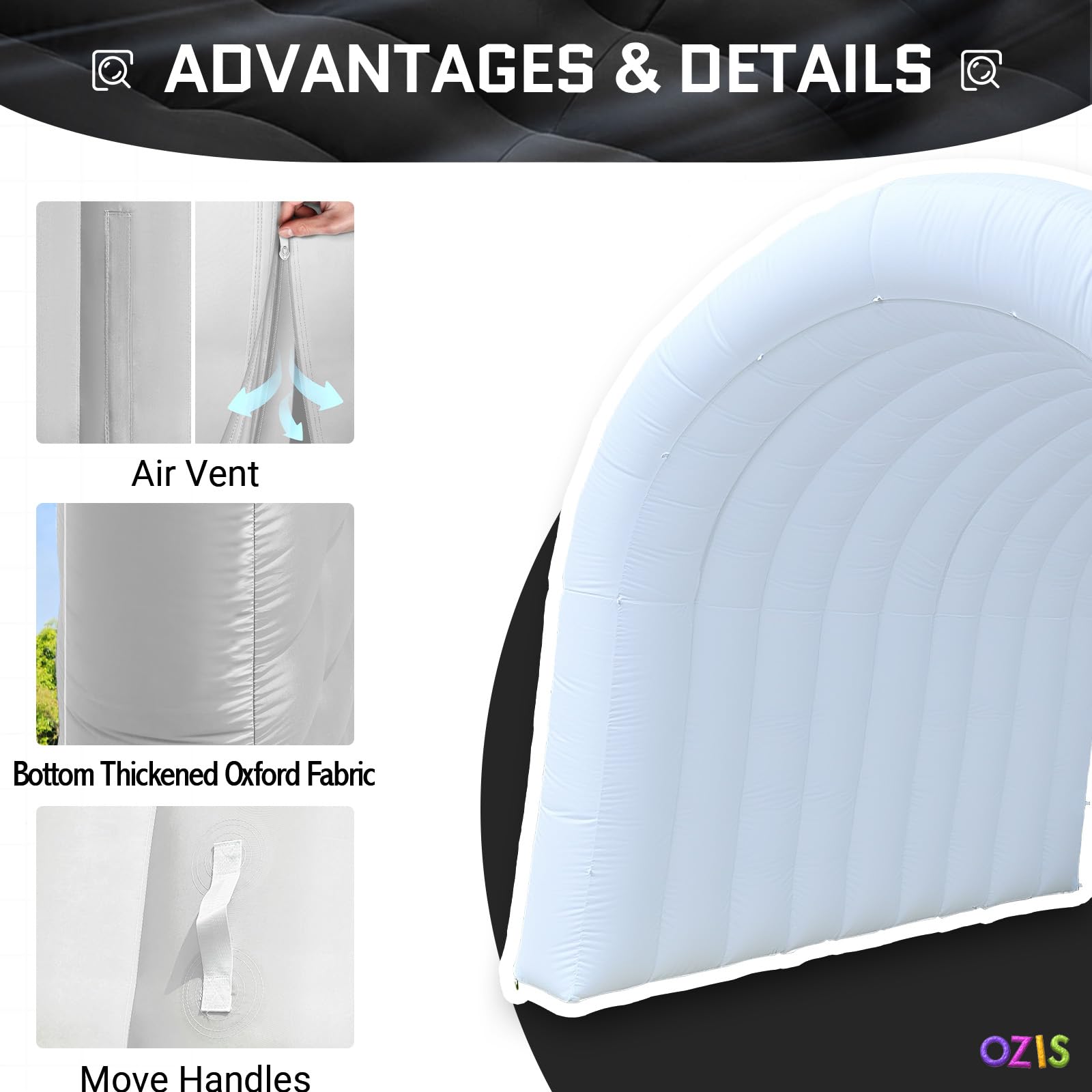 White Inflatable Tunnel Entrance Sports Tunnel with Installed Blower Football Tunnel Tent