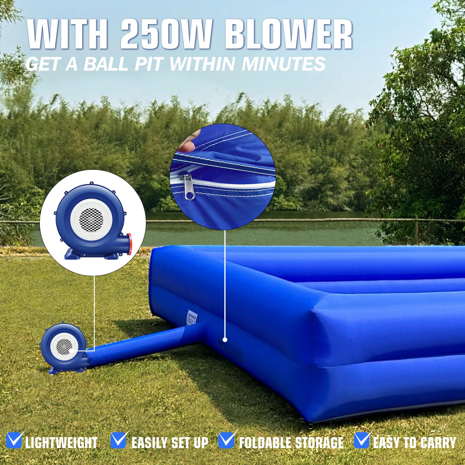 WARSUN 15'x15' Inflatable Foam Pit for Parties - Blue/Orange