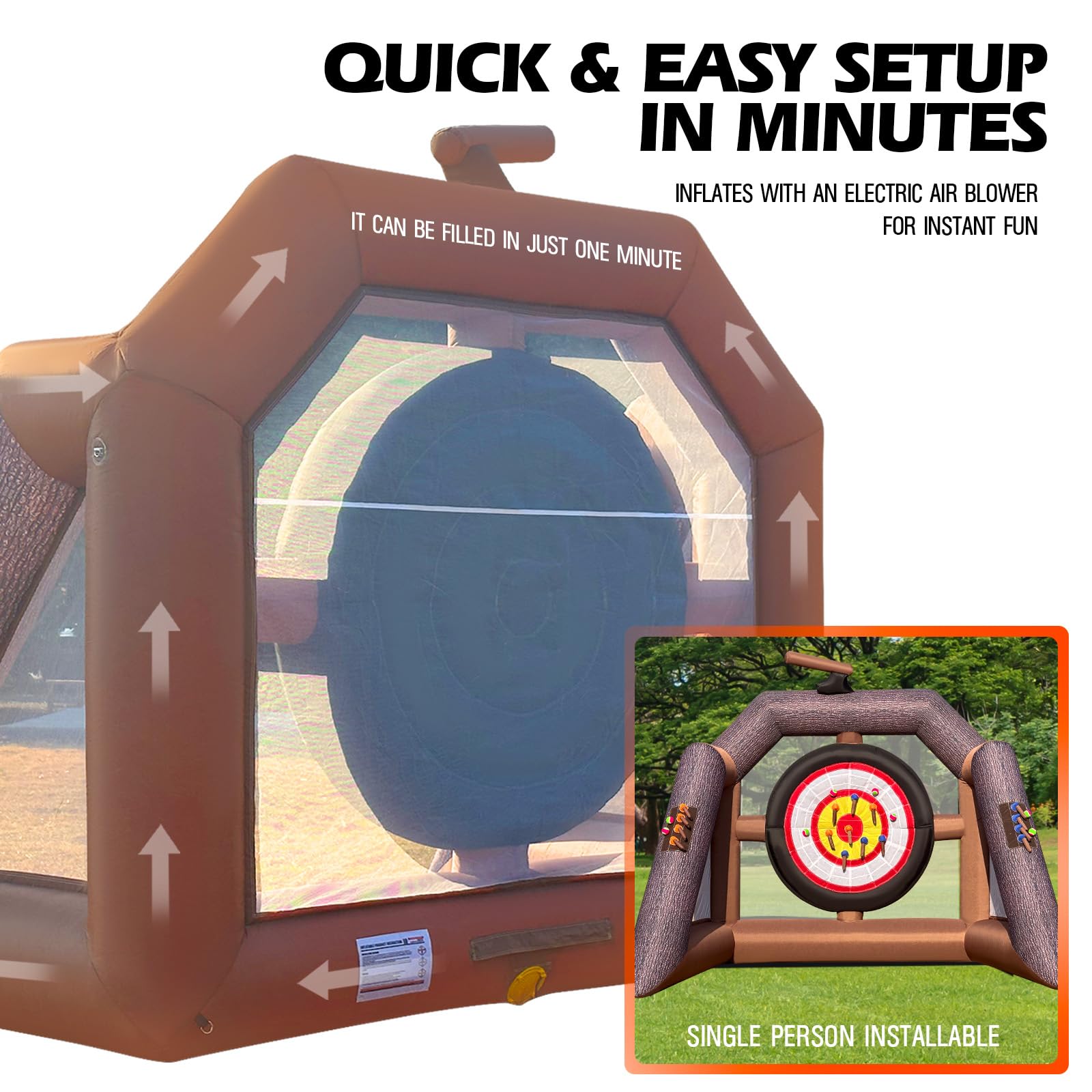 Inflatable Axe Throwing Game Inflatable Ball Toss Target Dart Board with 16 Axes+8 Balls