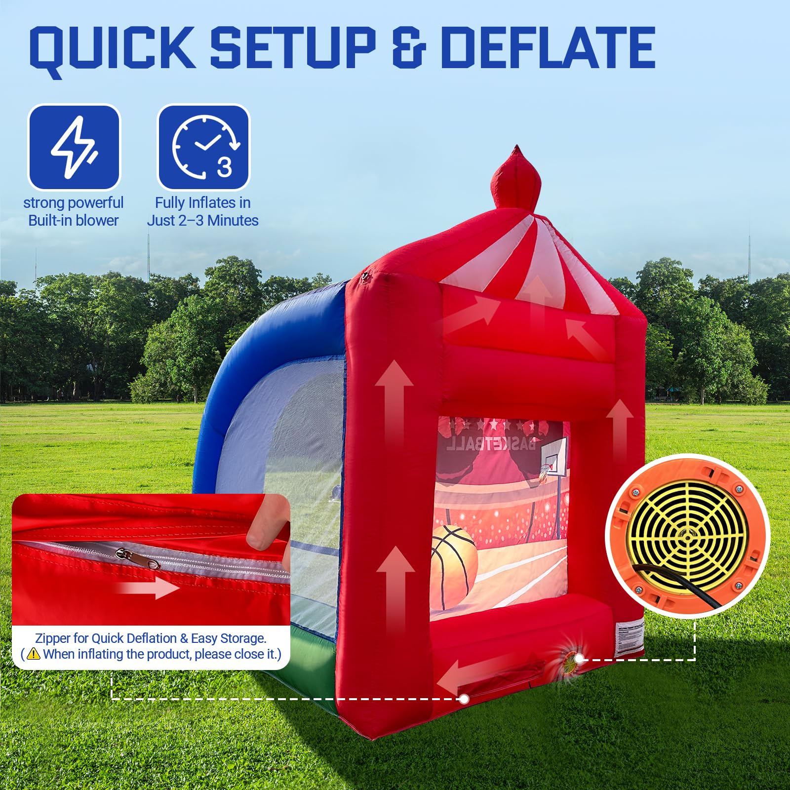Inflatable Basketball Hoop Shot Game 6.5x6.5x9Ft with Ball and Blower for Parties Carnivals and Family Fun