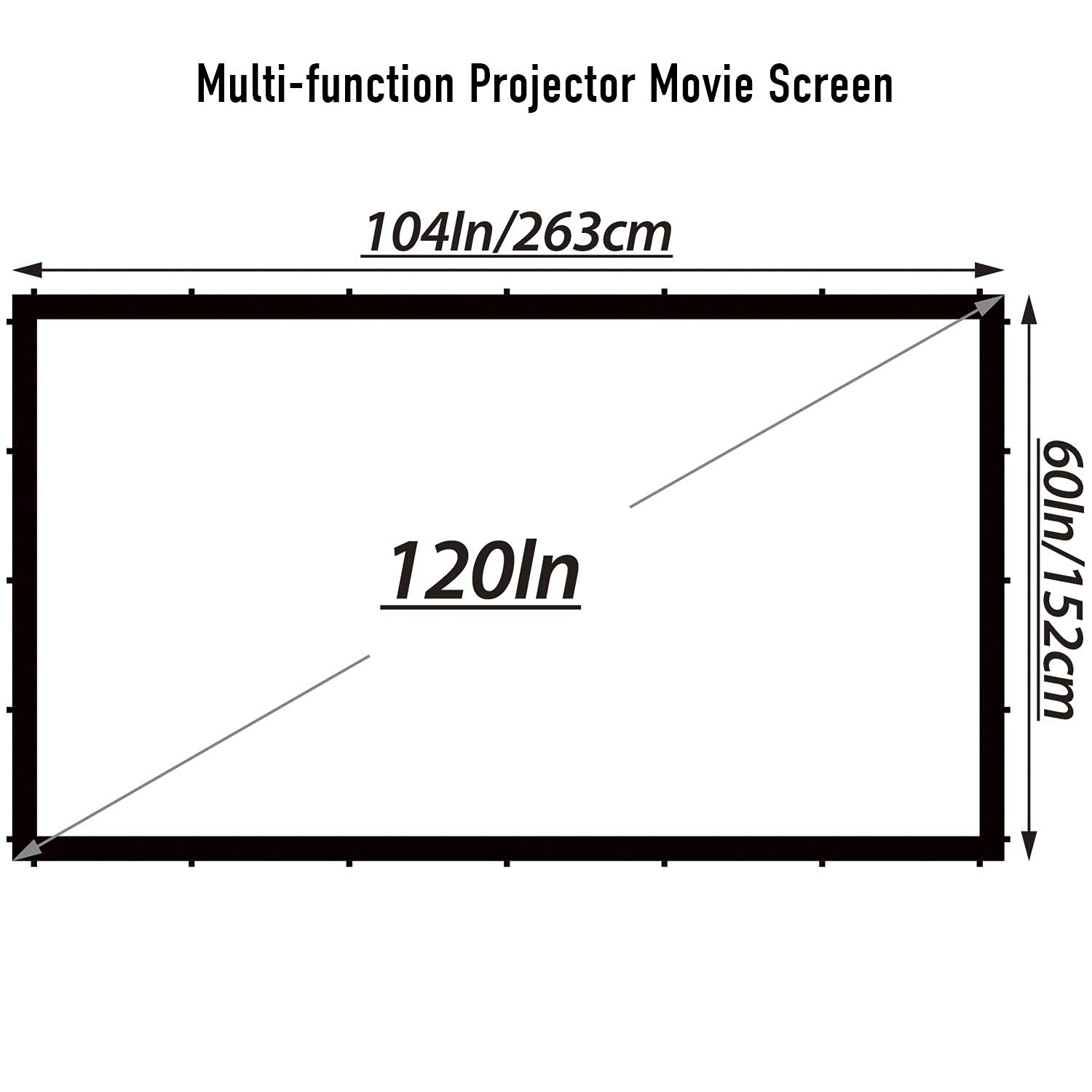 WARSUN Portable Movie Screen 120 Inch Projection Screen 16:9 HD Support Double Sided Projection, Movie Screen for Home Theater Outdoor Indoor