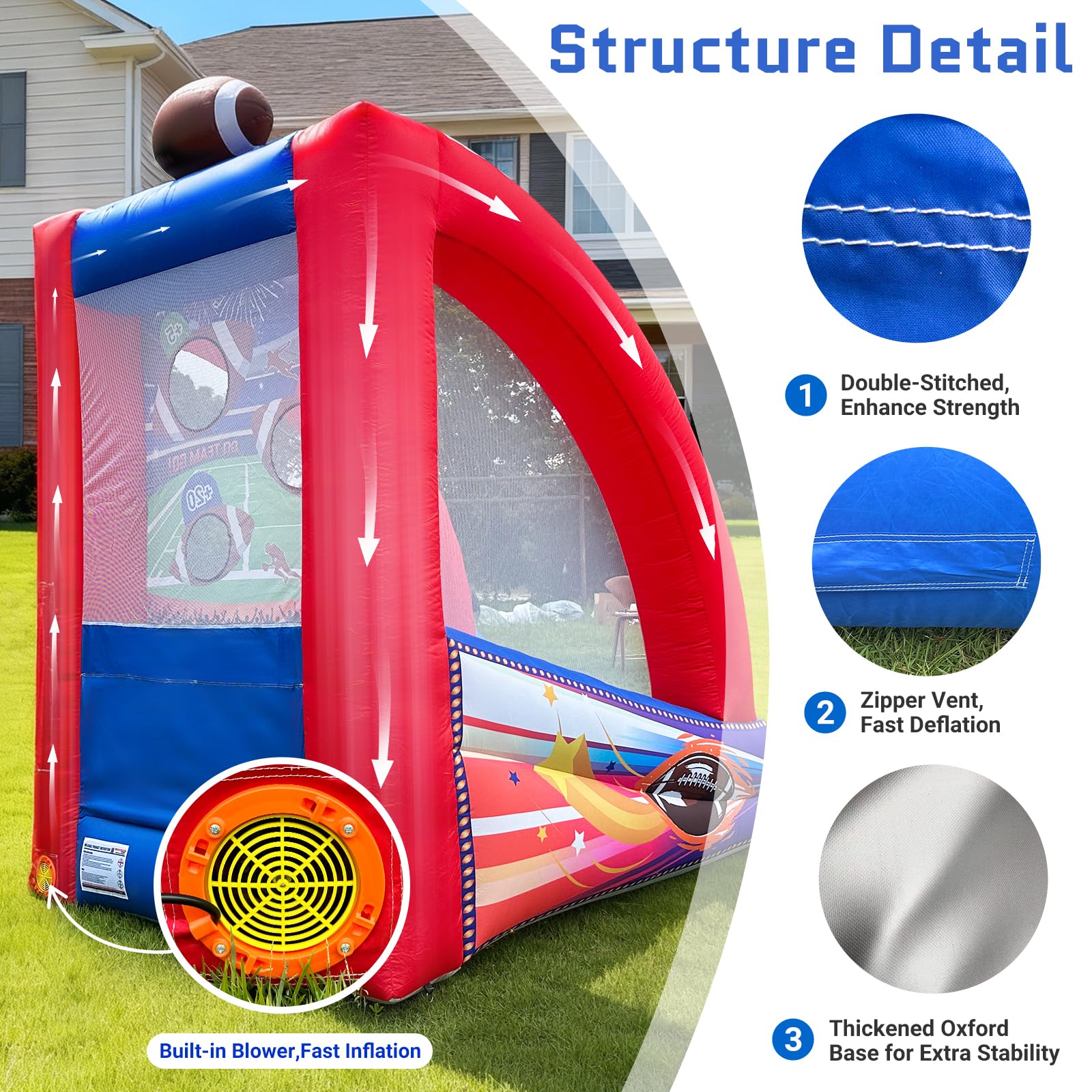 Inflatable Football Toss Game with 2 Balls Inflatable Interactive Carnival Games