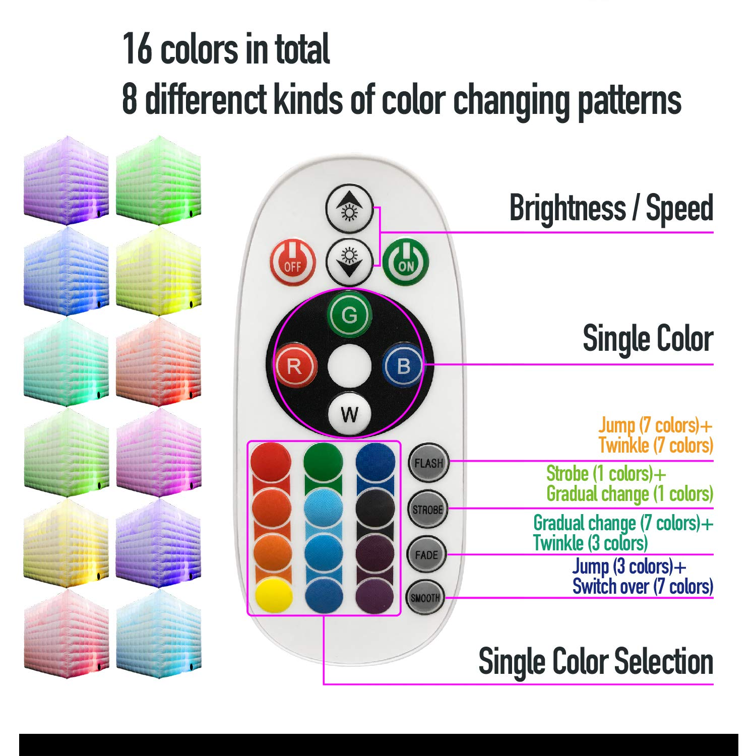 8.2Ft LED Inflatable Photo Booth White Backdrop Tent - 16 Color Changing Lights for Events