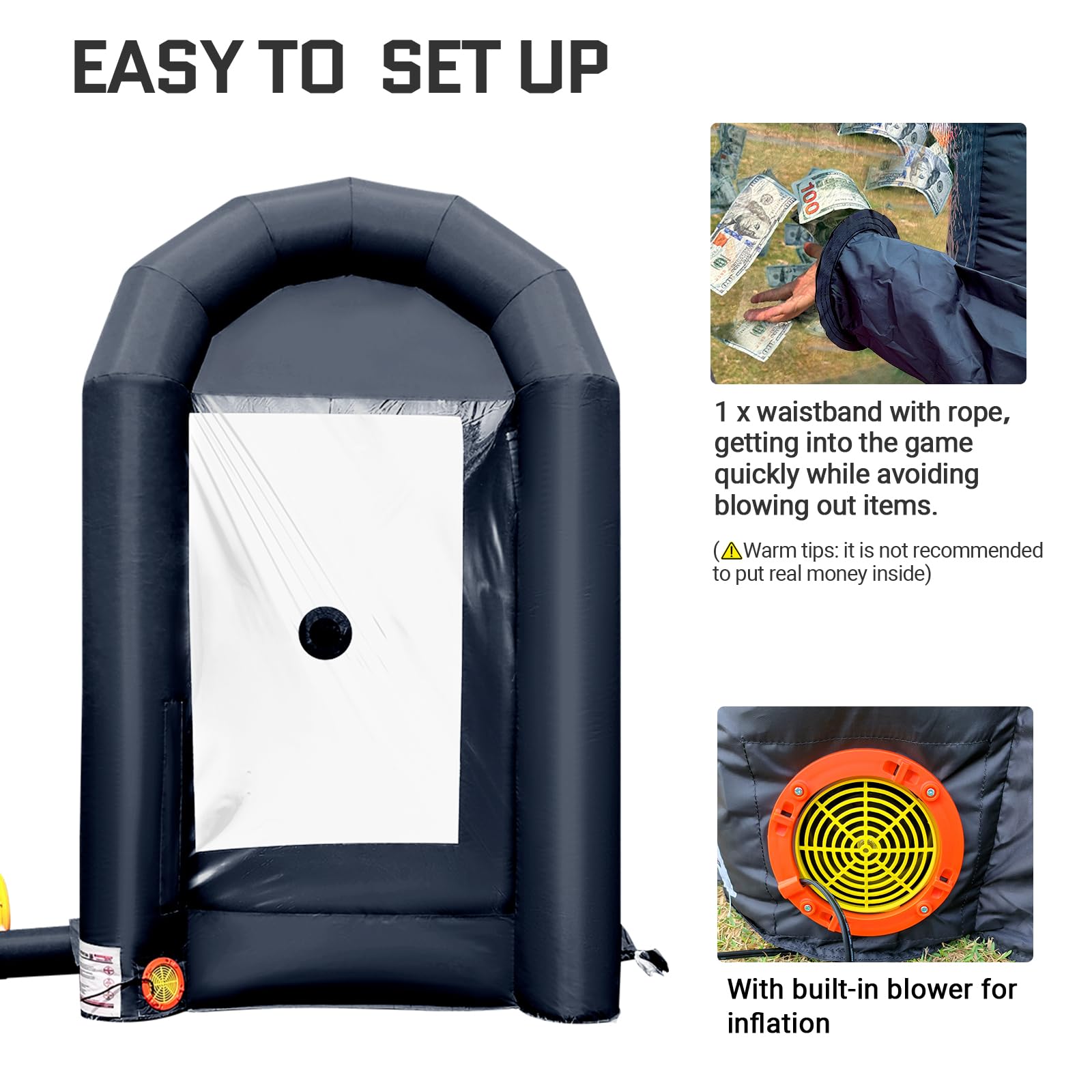 Inflatable Cash Cube Booth 5.2x5.2x8.2FT – Money Grab Machine with Blowers for Parties, Promotions & Events