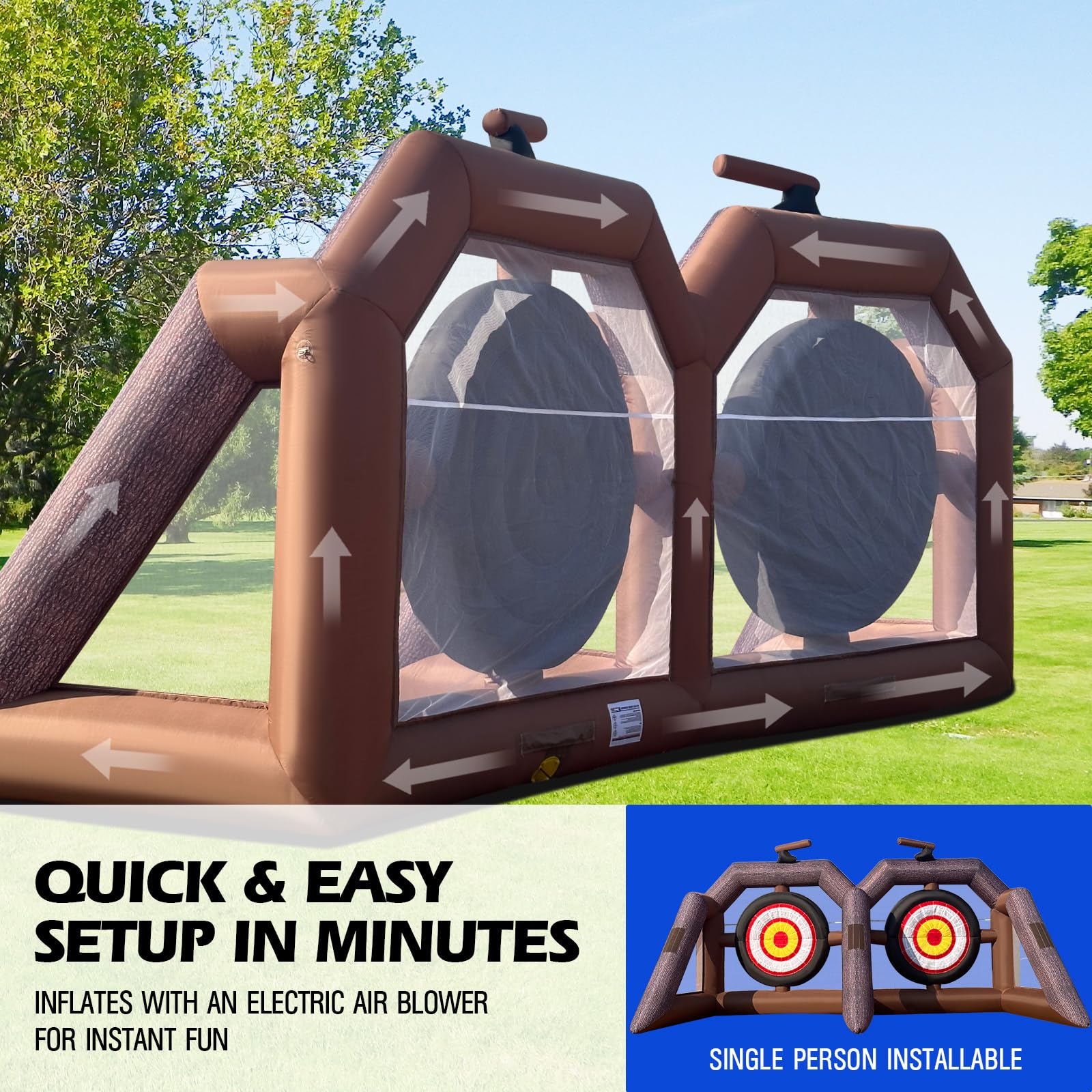 Inflatable Axe Throwing Game Inflatable Ball Toss Target Dart Board with 16 Axes+8 Balls
