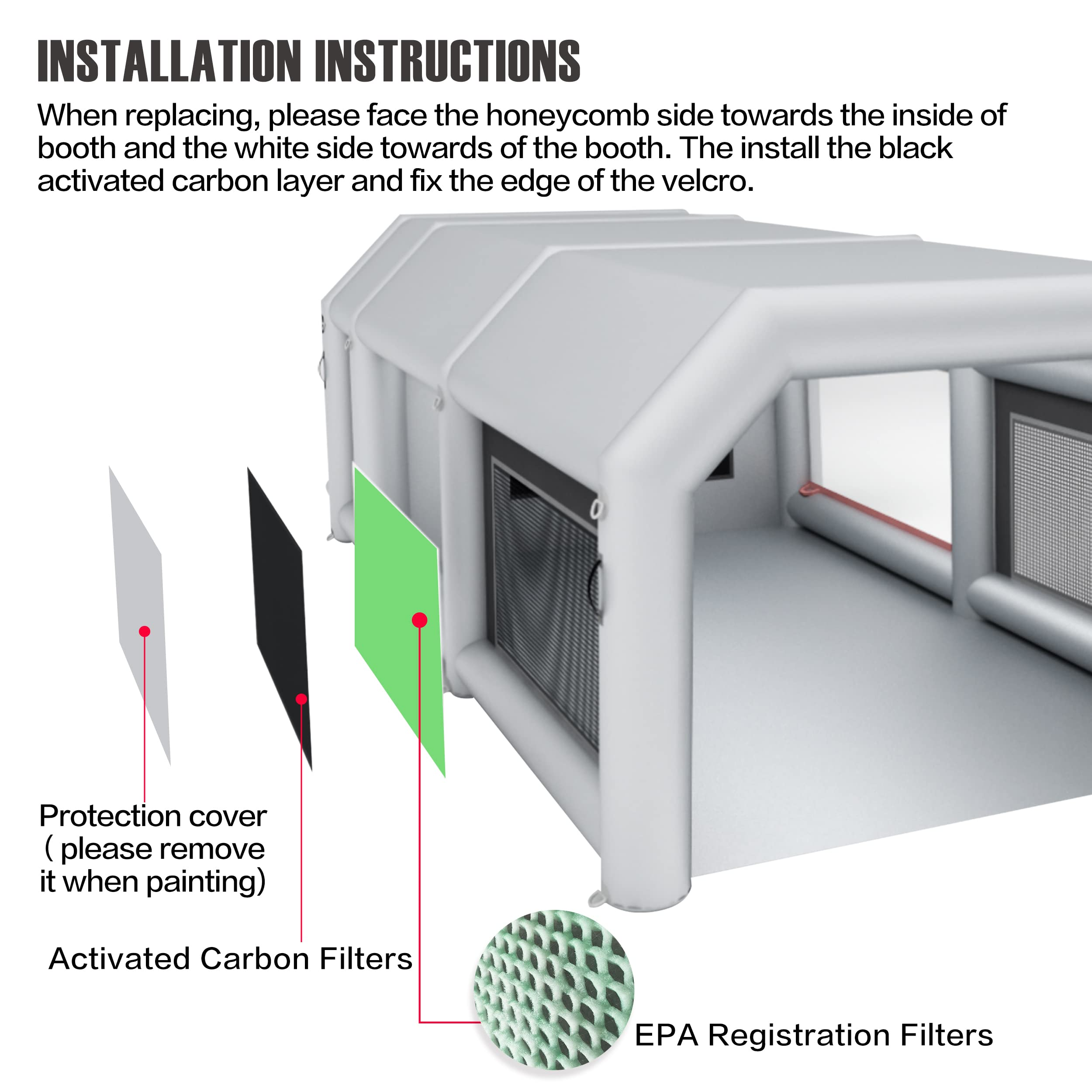 WARSUN Super Large Epa-Registered Filters 2pcs -This Filter Only Applies to WARSUN Paint Booth, No Other Booth