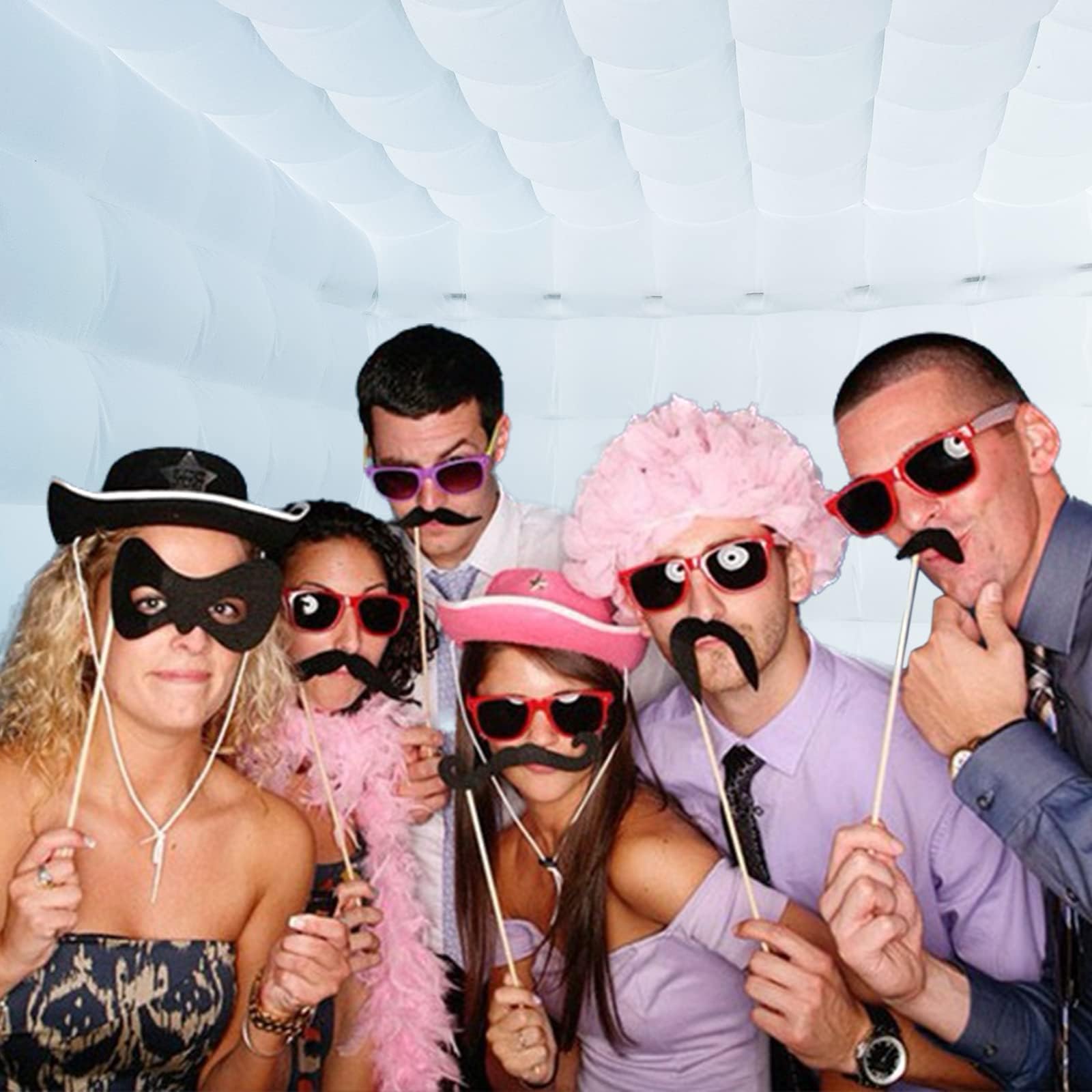 8.2Ft LED Inflatable Photo Booth White Backdrop Tent - 16 Color Changing Lights for Events