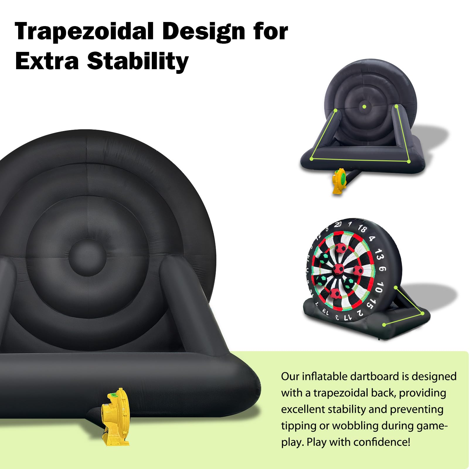OZIS 10Ft Tall Giant Inflatable Soccer Ball Darts Board with 8pcs Soccer Ball & 350W Blower - Support Frame for Kick Dartboard Sport Game for Outdoor Backyard Active Play for Kids and Adults