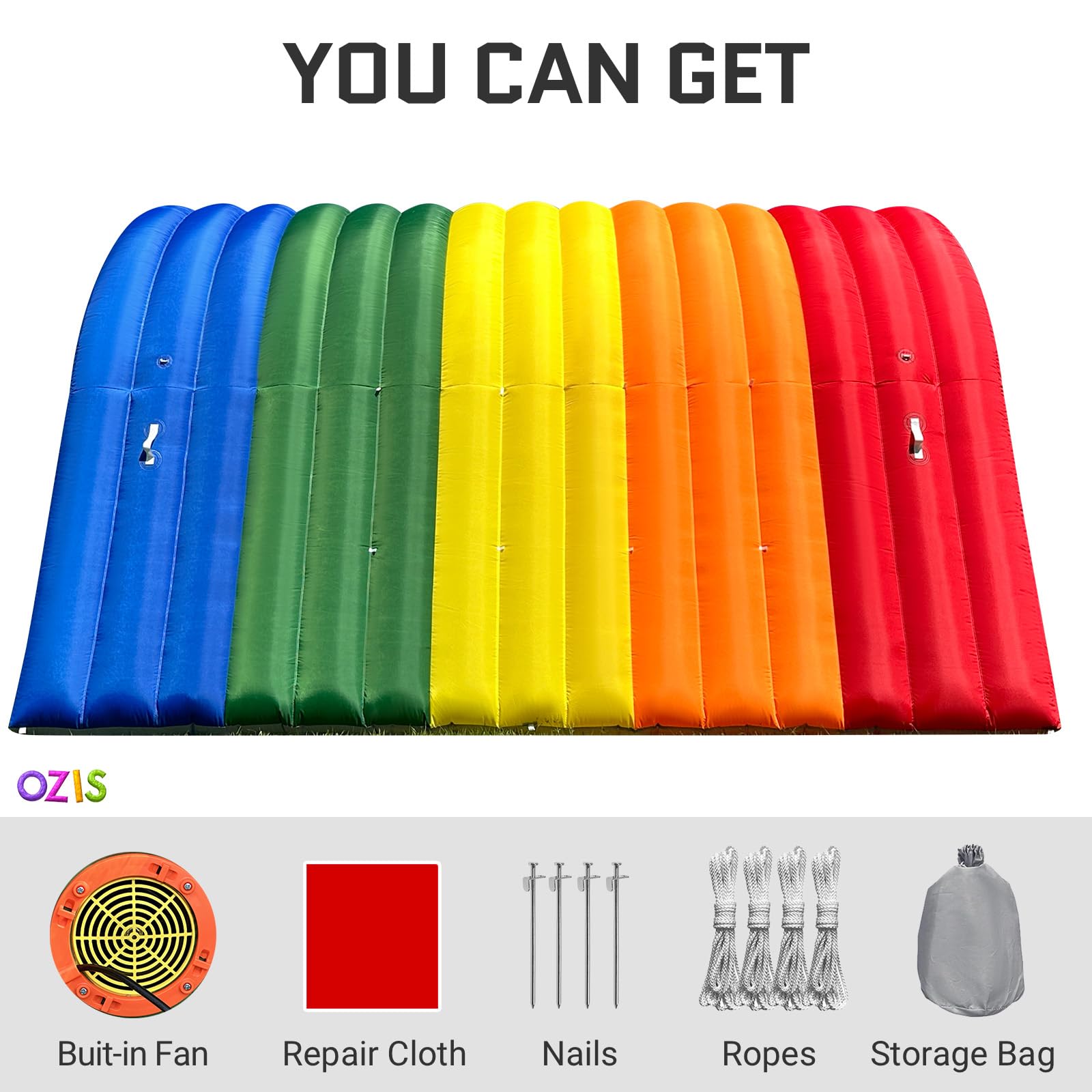 Inflatable Rainbow Tunnel Tent 16x10x10FT Entrance Archway for Events and Festivals