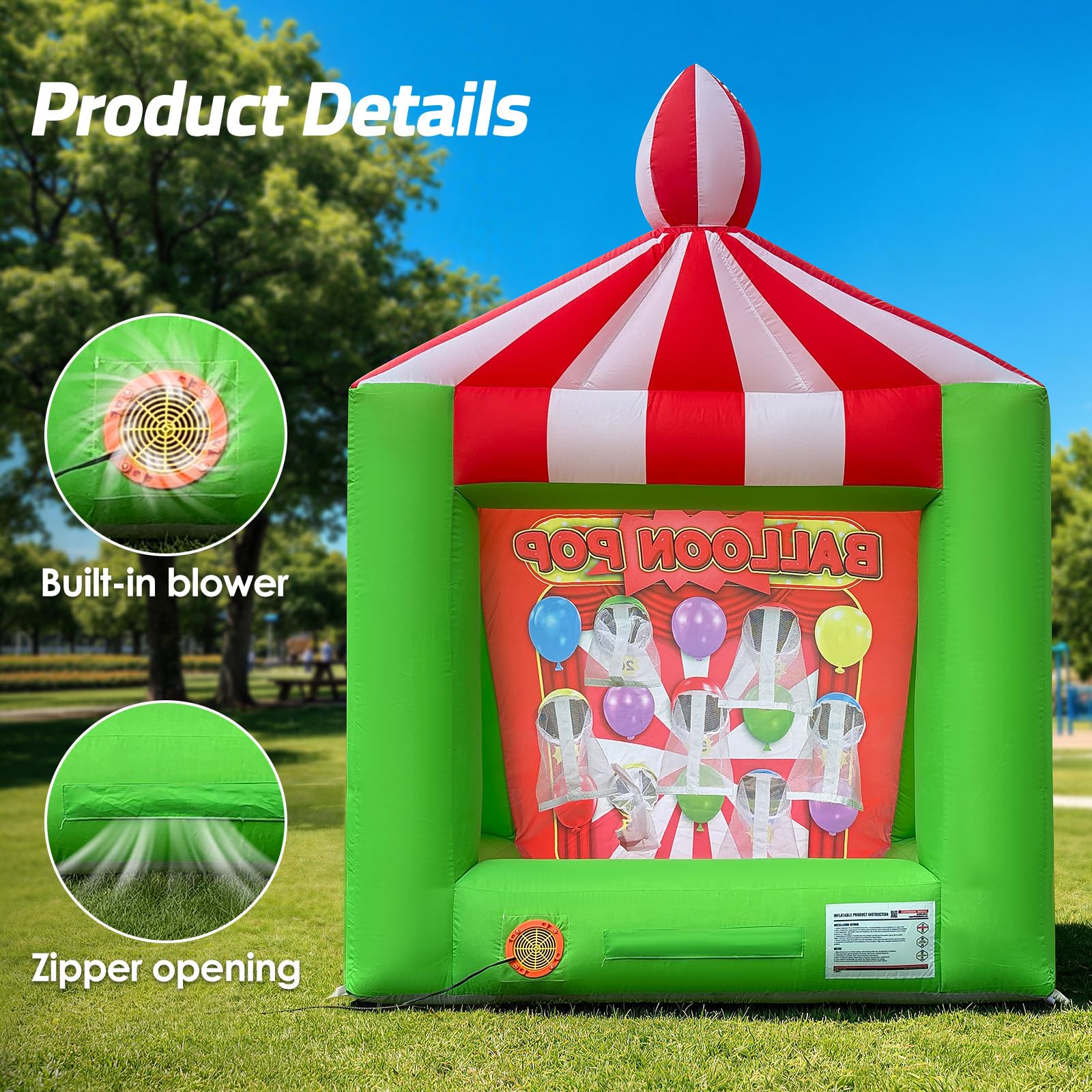 Inflatable Target Toss Game 6.6x6x9Ft with 8 Balls, Throwing Scoring Carnival Games for Events