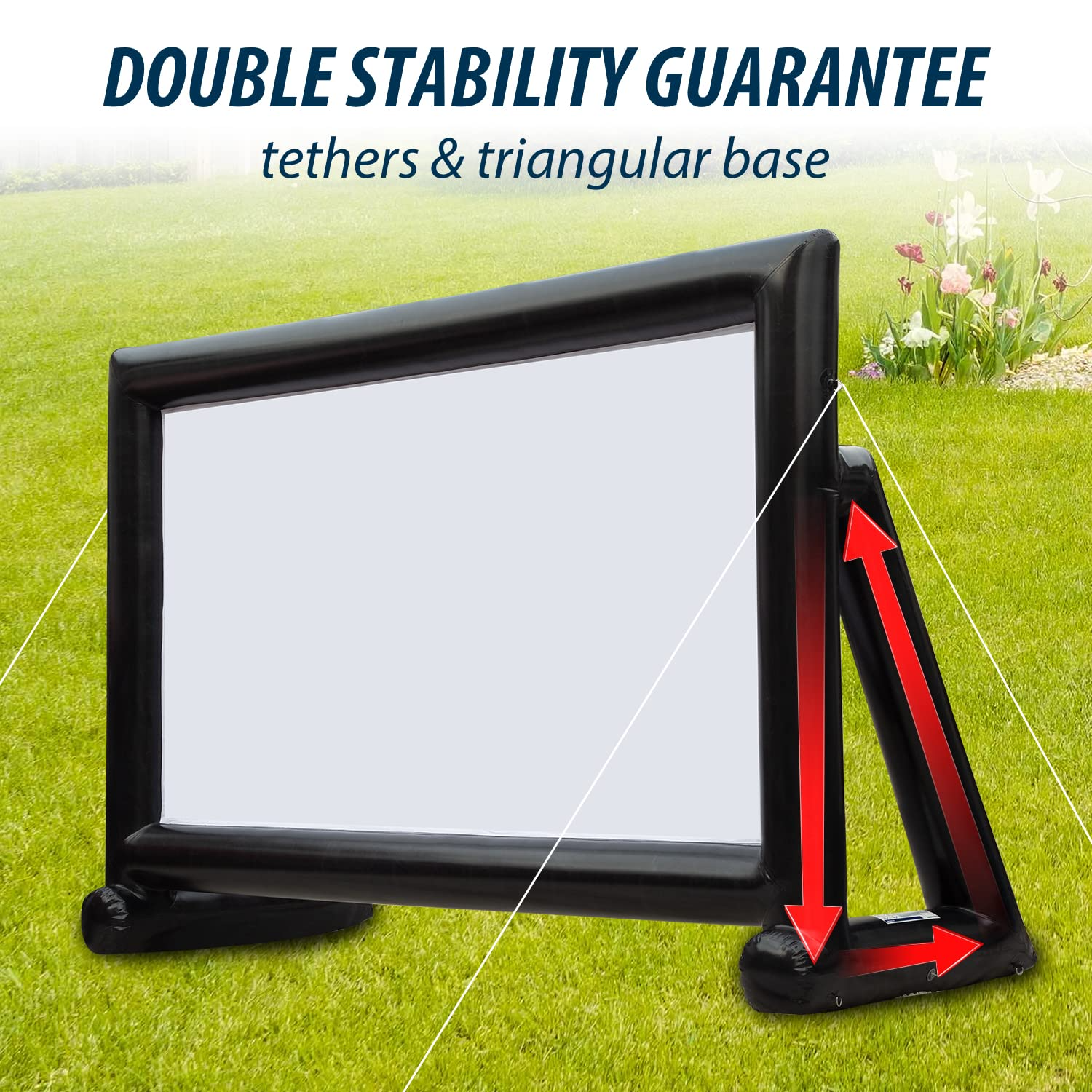 OZIS Upgrade Airtight Movie Screen 14Ft Outdoor Inflatable Movie Screen No Need Power Supply Continuous - Supports Front and Rear Projection