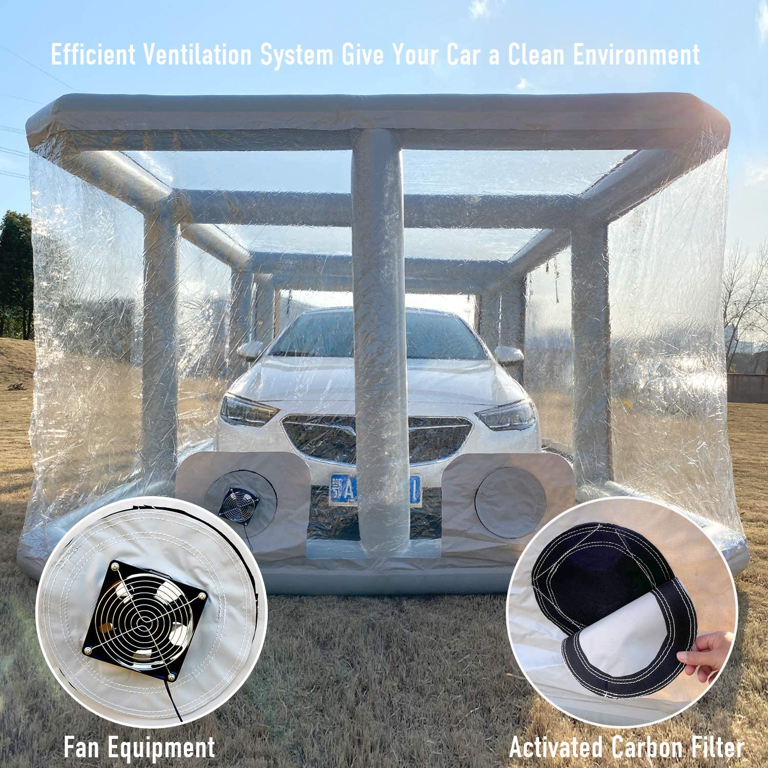 TKLoop 19FT Inflatable Car Booth Airtight Design Inflatable Car Shield Car Showcase Portable Inflatable Garage for Car Cover and Storage with Pump