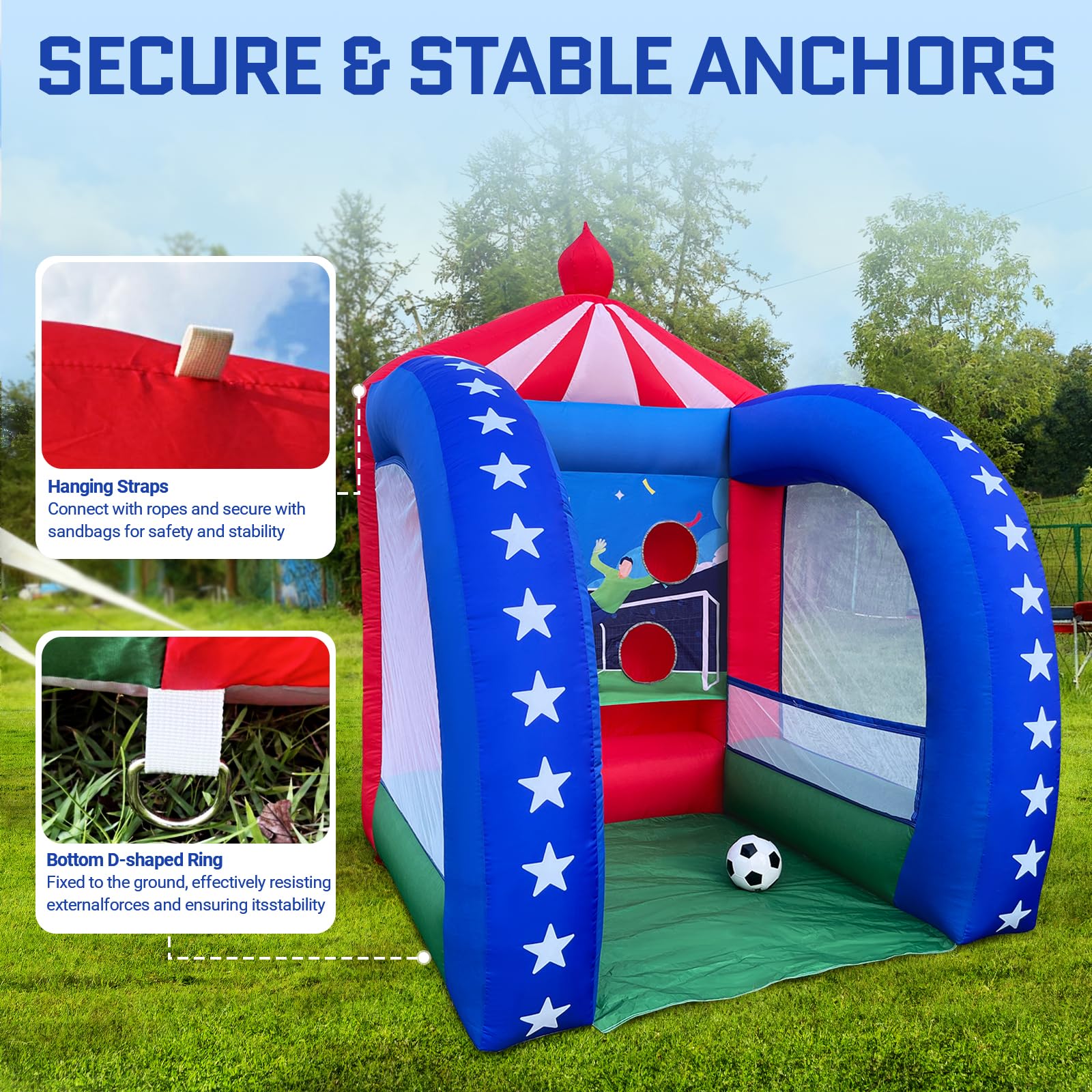 Inflatable Soccer Game 6.5x6.5x9Ft with Ball and Blower for Parties Carnivals and Interactive Games