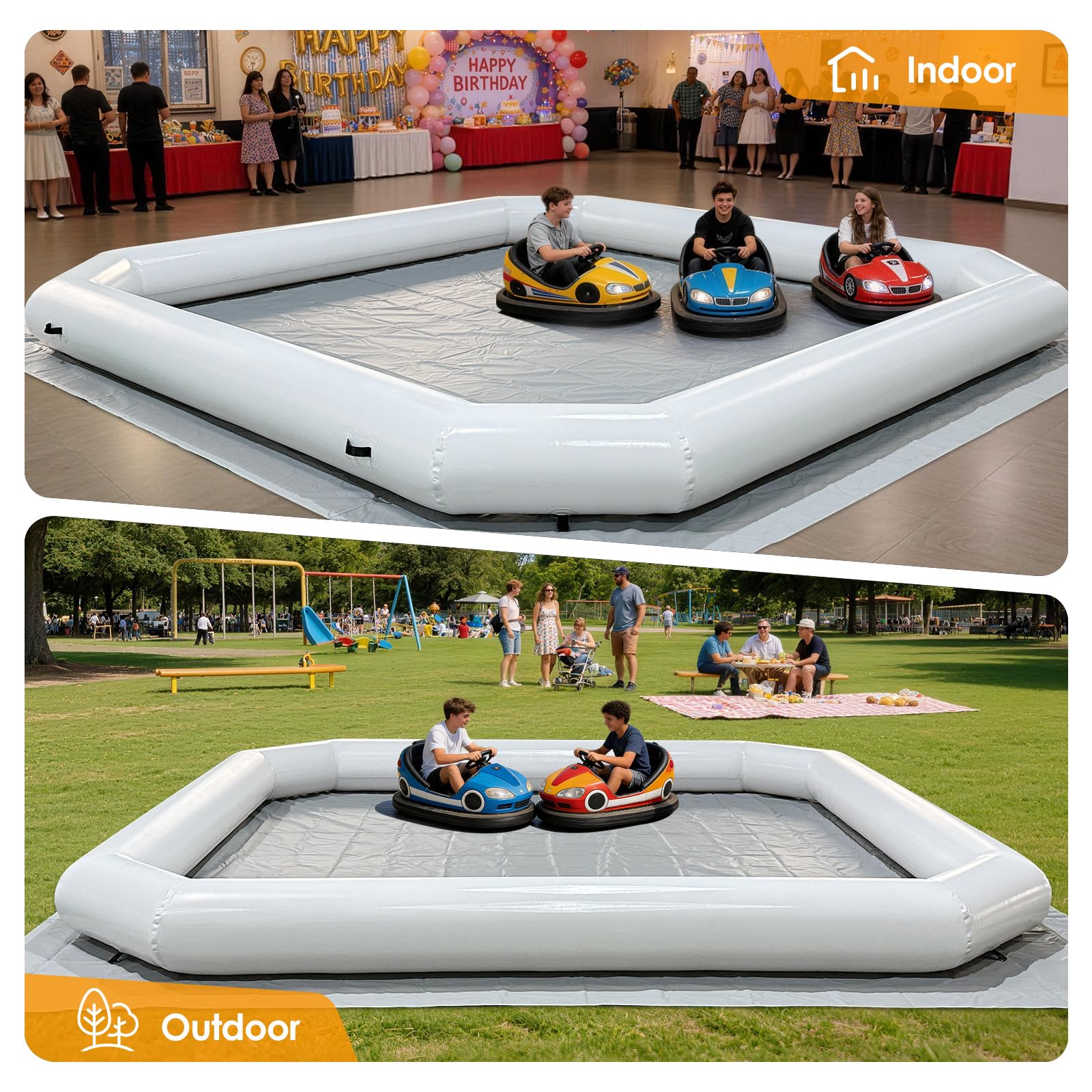 Inflatable Bumper Car Racing Track 12.5x12.5Ft – Portable Bumper Car Arena for Kids & Events