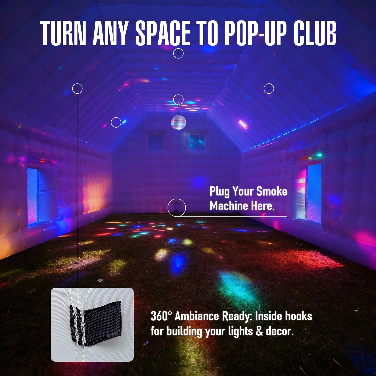 Inflatable Nightclub Tent with Gazebo 39x20x13Ft with Logo Area for Outdoor Parties