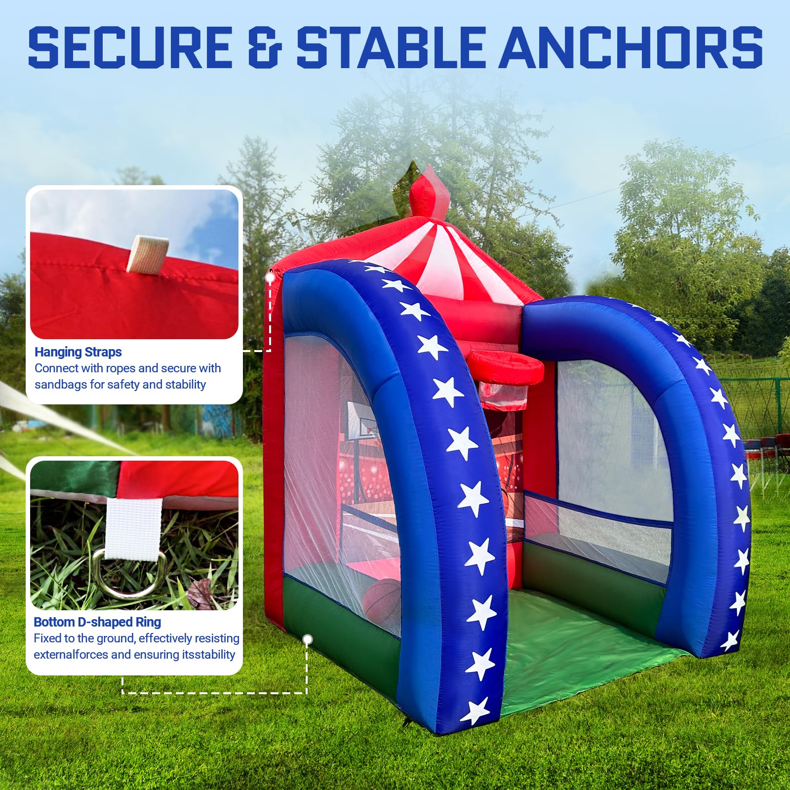 Inflatable Basketball Hoop Shot Game 6.5x6.5x9Ft with Ball and Blower for Parties Carnivals and Family Fun