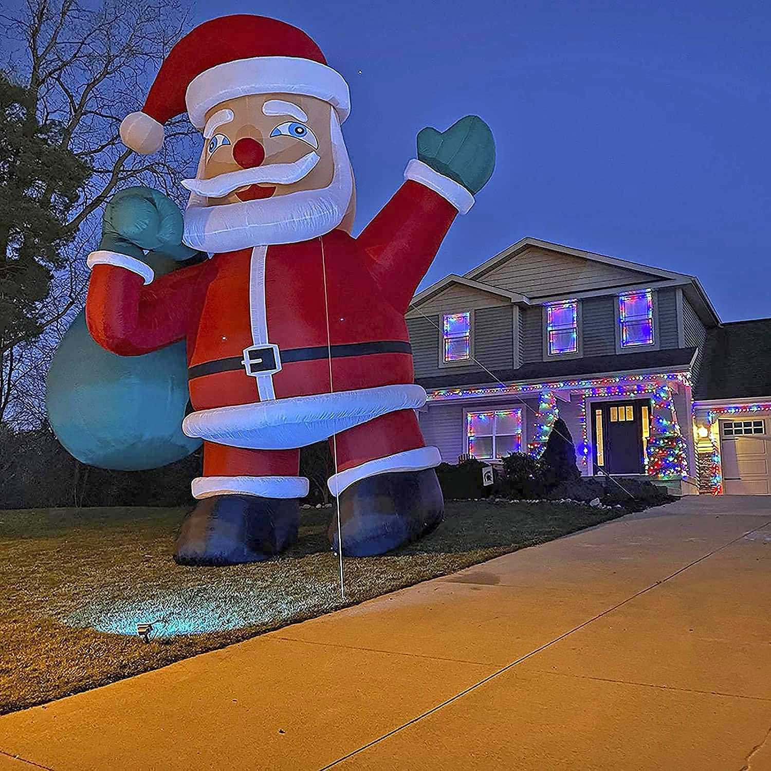 20Ft Premium Inflatable Santa Claus with Blower for Christmas Yard Decoration - Lights Included