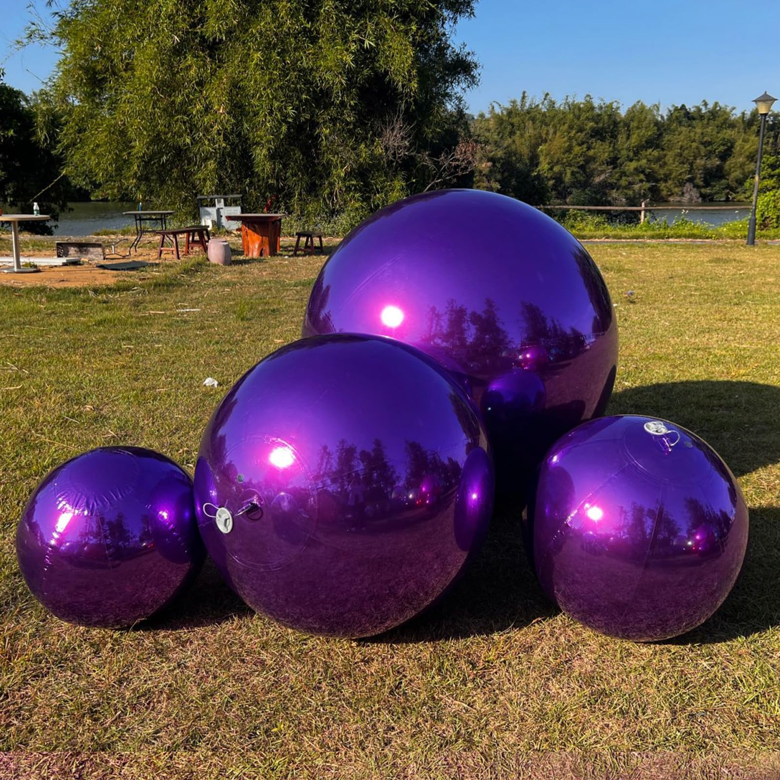 Inflatable Mirror Ball Airtight Big Shiny Balls with Air Pump for Event Decoration - Choose Color & Size