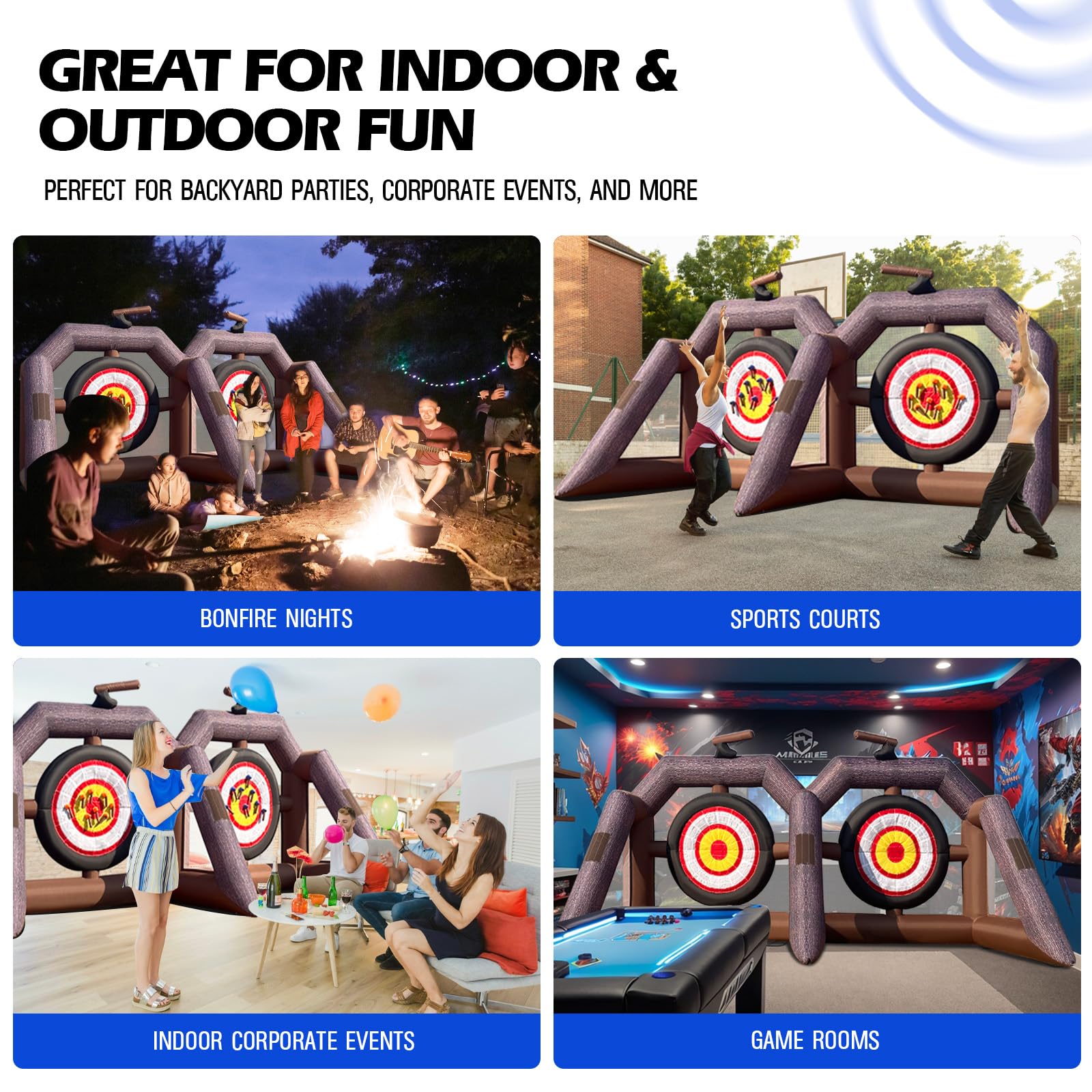 Inflatable Axe Throwing Game Inflatable Ball Toss Target Dart Board with 16 Axes+8 Balls