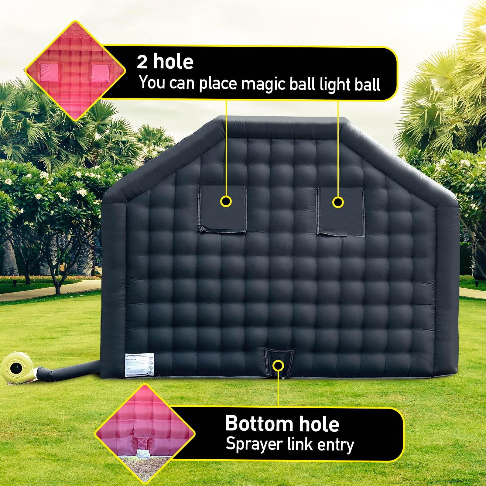 16.5x13x11.5ft Black Inflatable Nightclub Tent with Blower Portable Disco Pavilion for Events