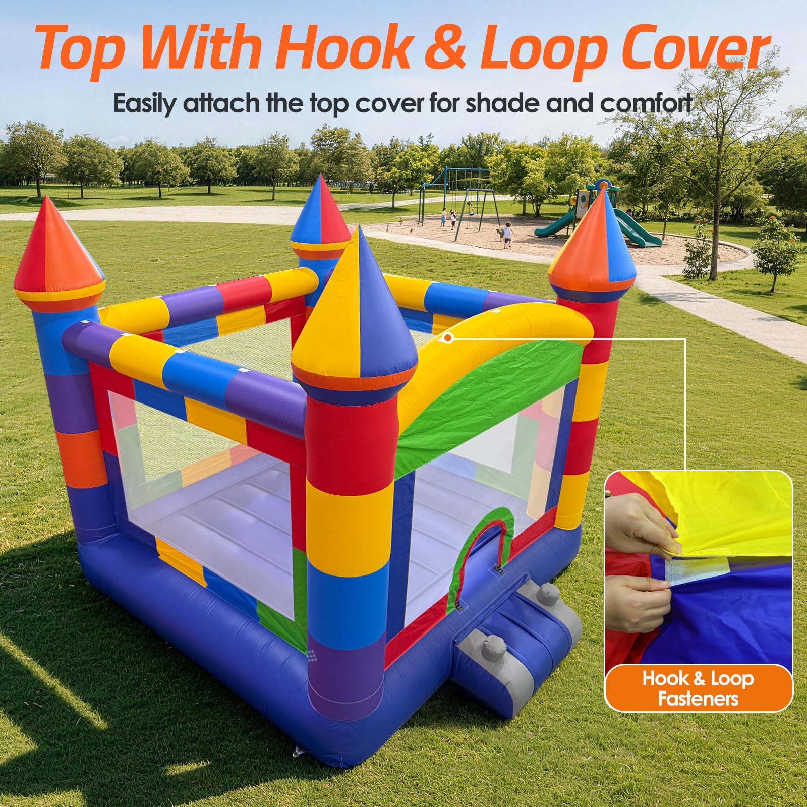 Inflatable Bounce House 13x12.5Ft with Basketball Hoop – Commercial PVC Bouncy Castle for Parties & Events