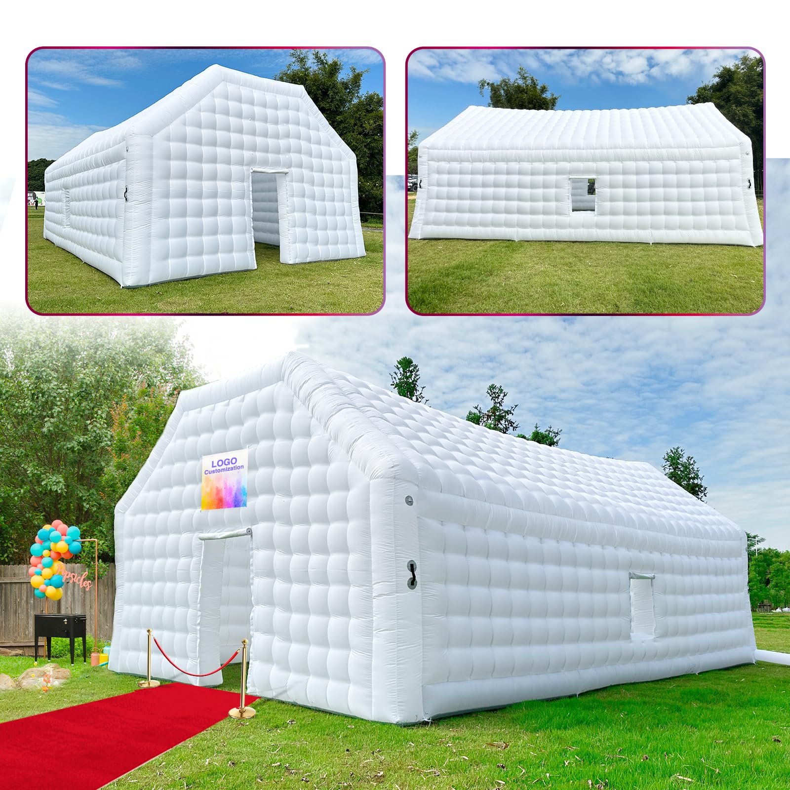 Outdoor Large 30x20x13Ft White Inflatable Night Club Disco Cube Gazebo Event House Portable Inflatable Party Tent for Parties, Shows, Events, and Commercial Use