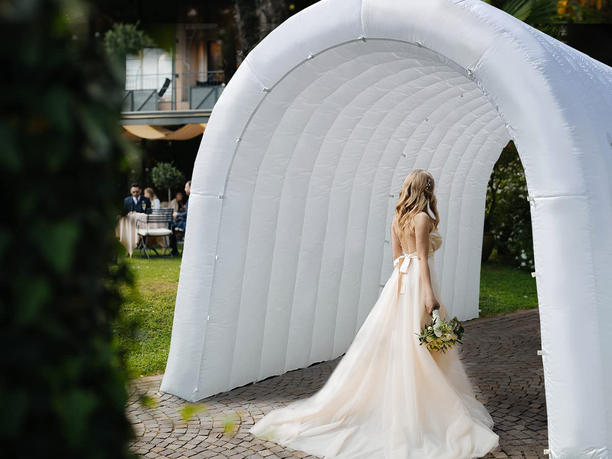 White Inflatable Tunnel Entrance Sports Tunnel with Installed Blower Football Tunnel Tent
