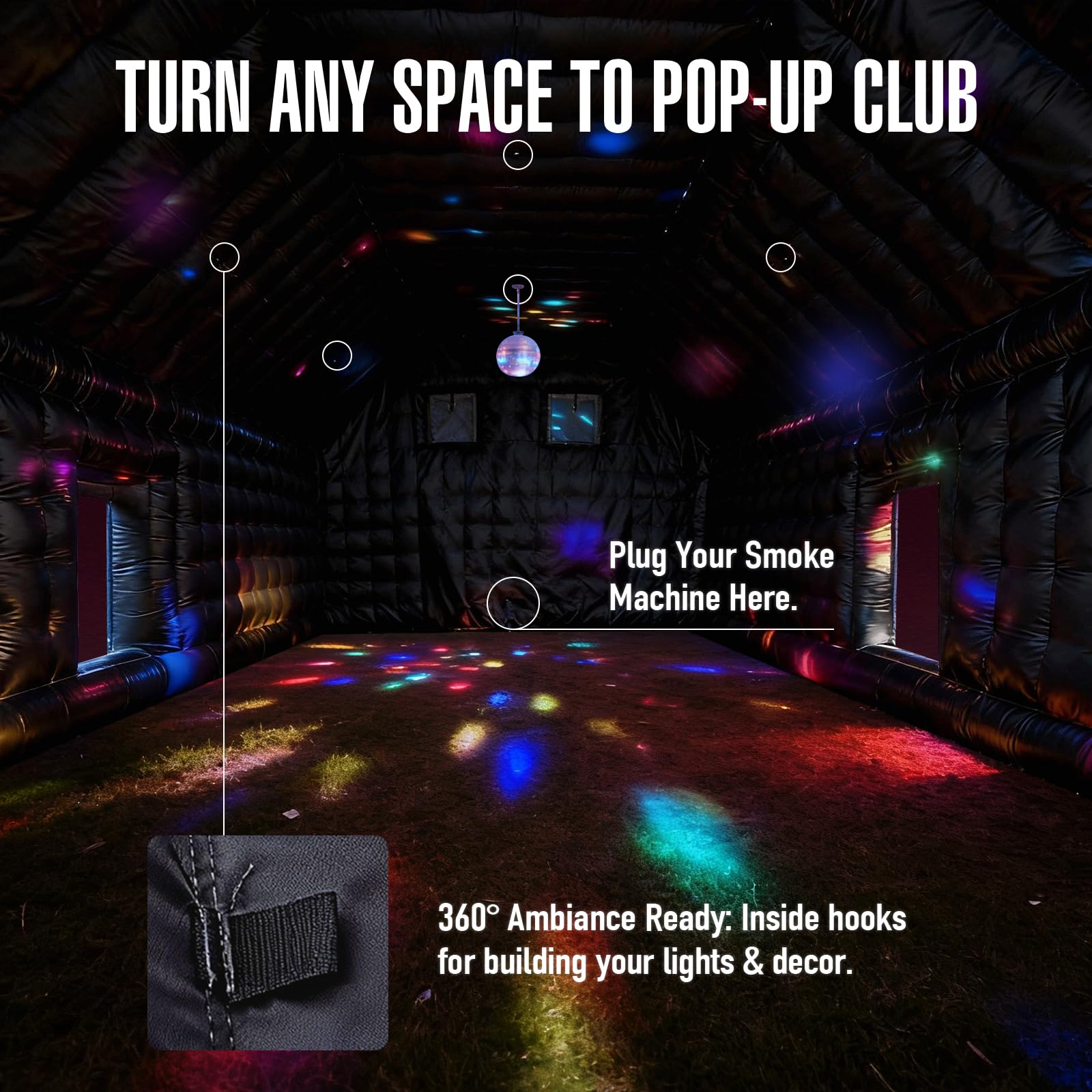 Inflatable Nightclub Tent with Gazebo 39x20x13Ft with Logo Area for Outdoor Parties
