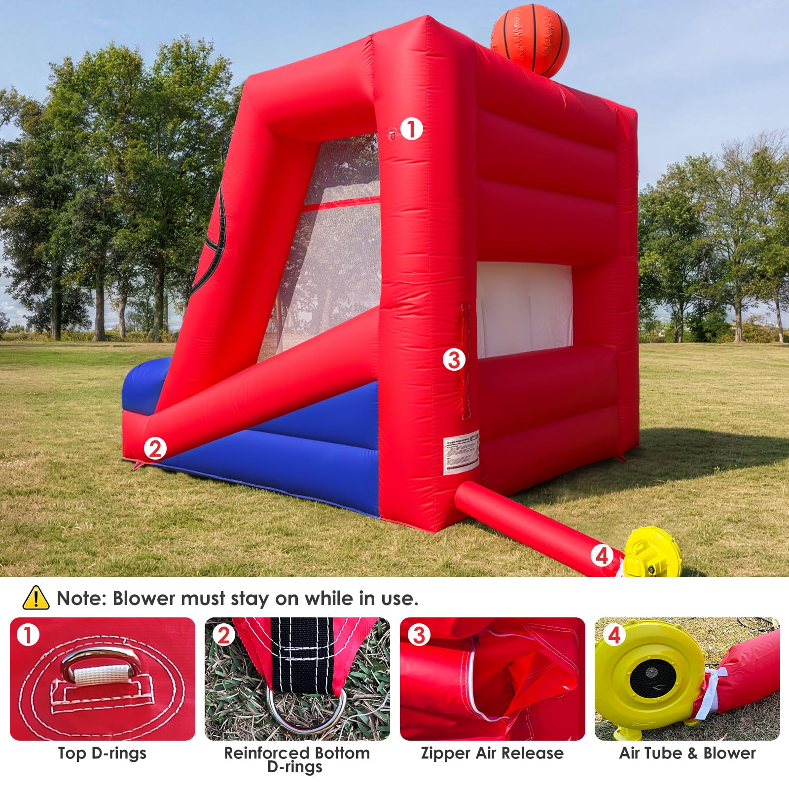 PVC Inflatable Basketball Game 12Ft with 3 Balls and Blower for Parties and Rentals