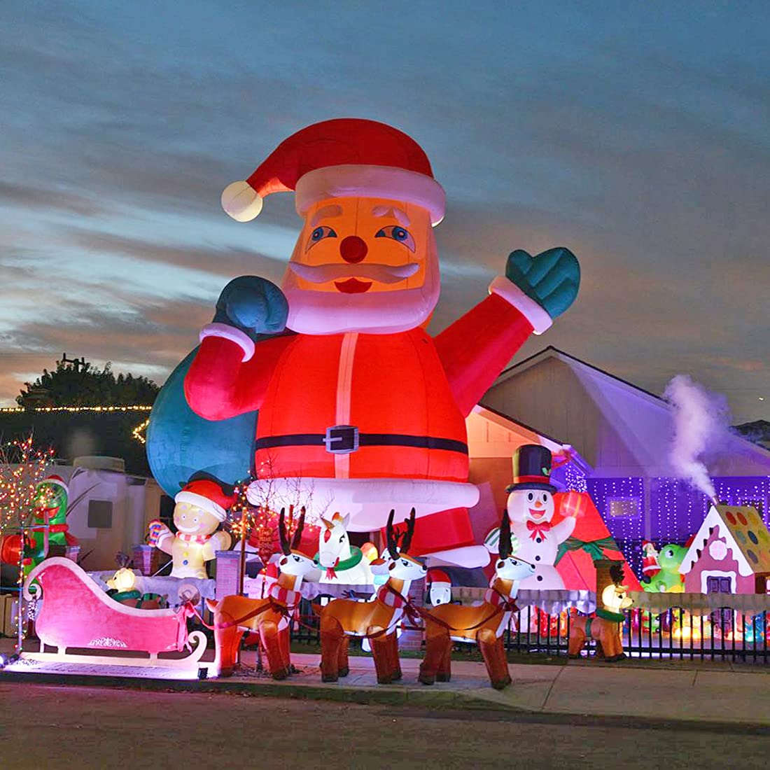 33Ft Giant Premium Inflatable Santa Claus with Blower for Christmas Yard Decoration - No Lights Included