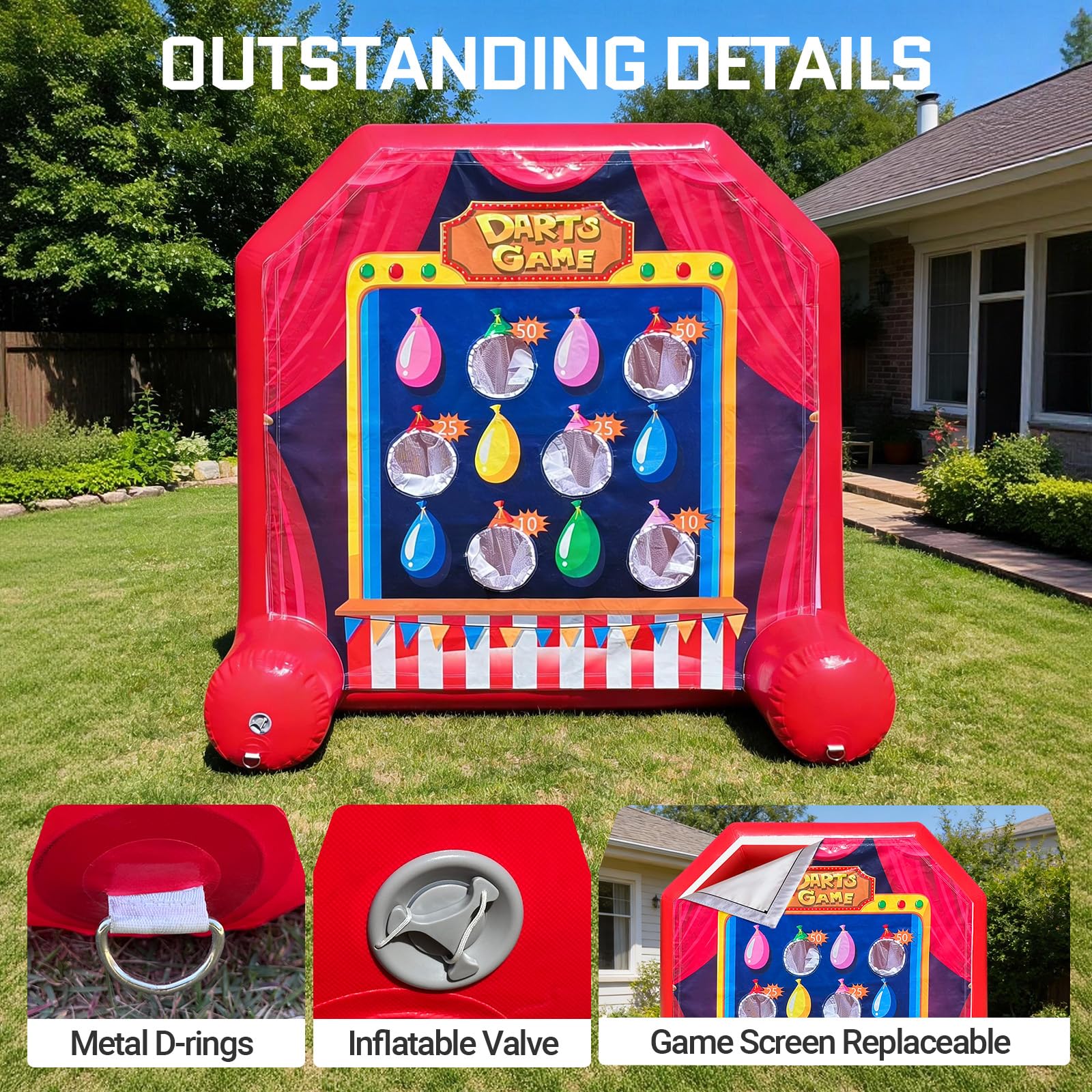 2-in-1 Inflatable Carnival Game with Scoring Toss & Tic Tac Toe 6Ft– Dual Interactive Party Game