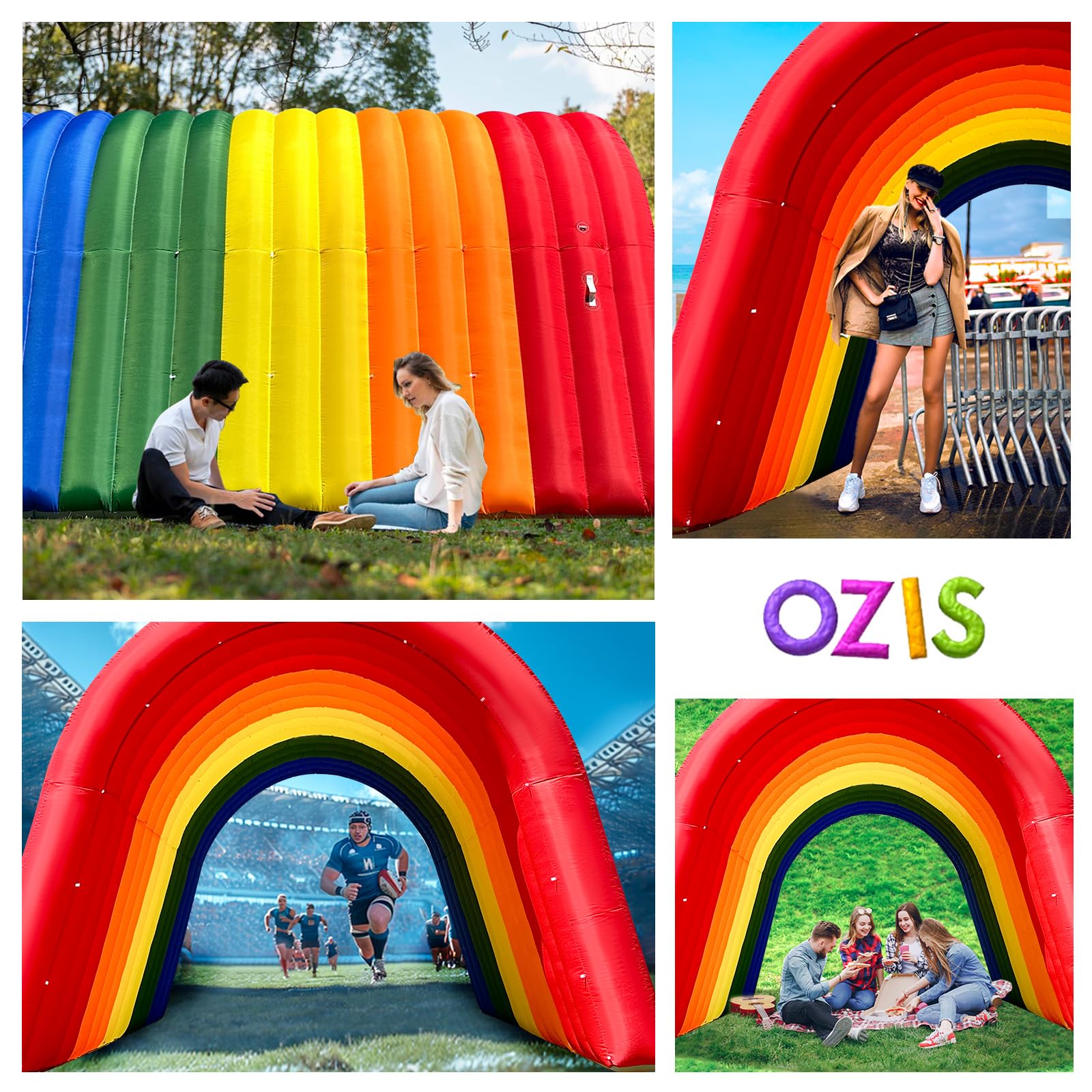 Inflatable Rainbow Tunnel Tent 16x10x10FT Entrance Archway for Events and Festivals