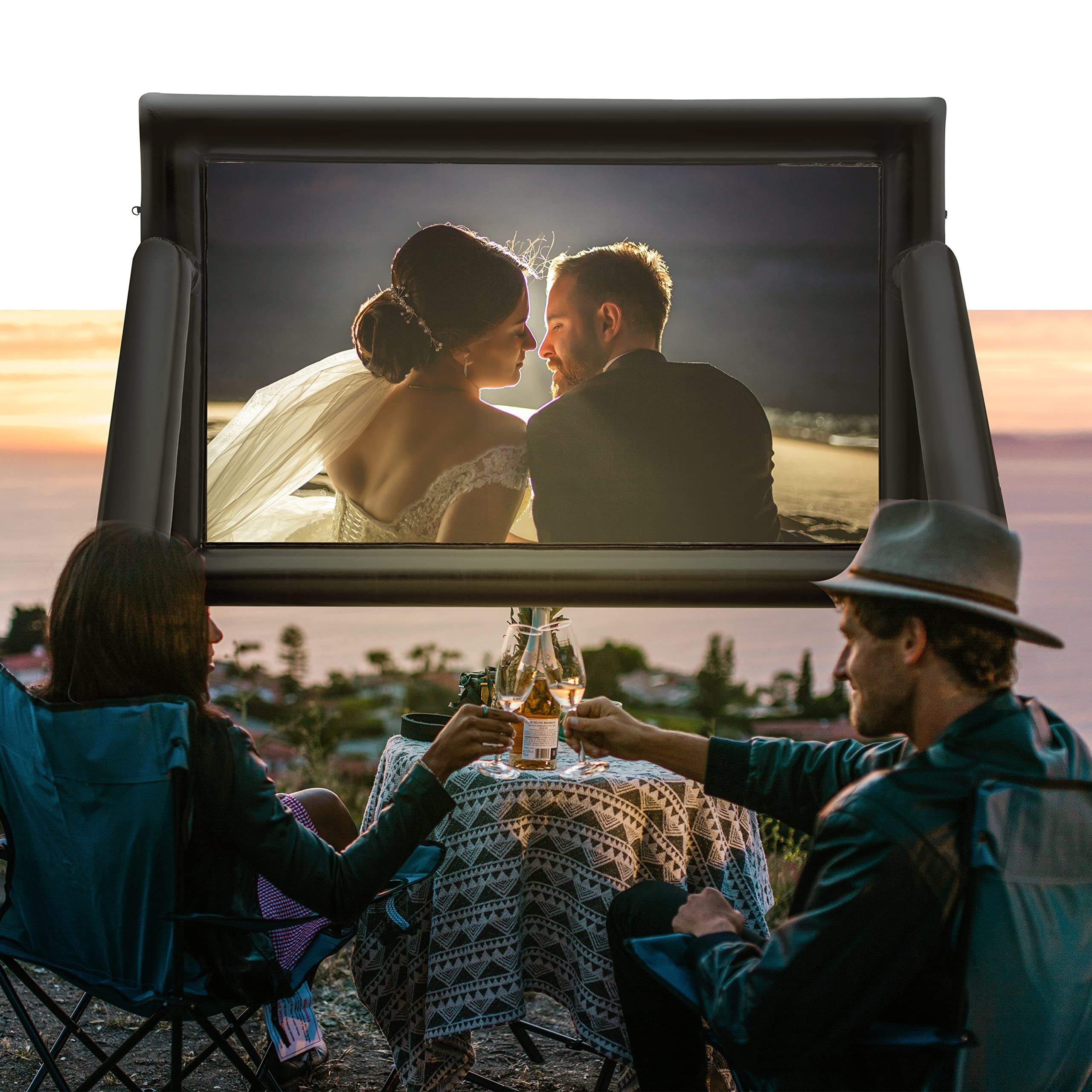 OZIS Upgrade Airtight Movie Screen 14Ft Outdoor Inflatable Movie Screen No Need Power Supply Continuous - Supports Front and Rear Projection
