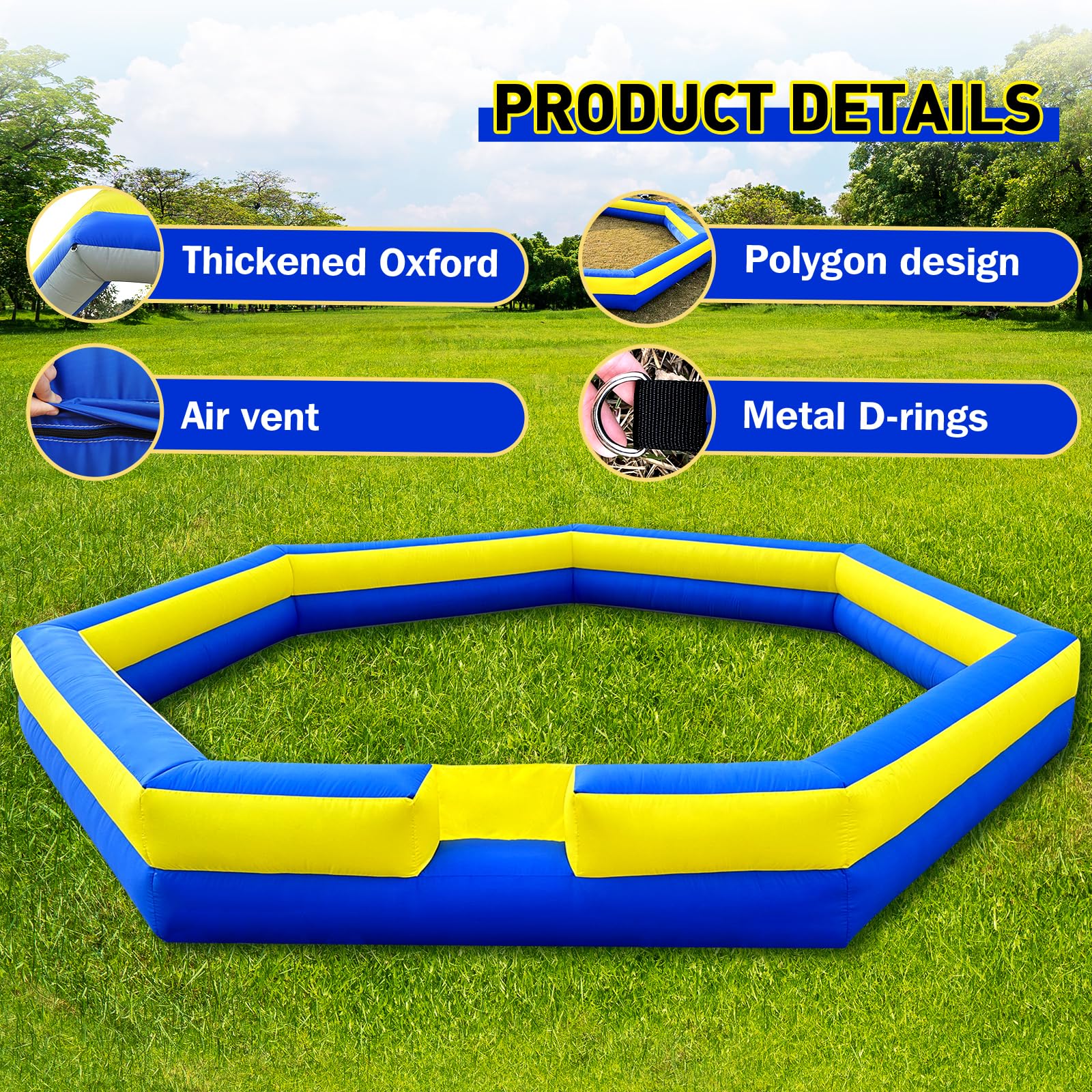 Warsun Blue & Yellow Portable Gaga Ball Pit With Built-In Blower 150w- 20ft -26ft