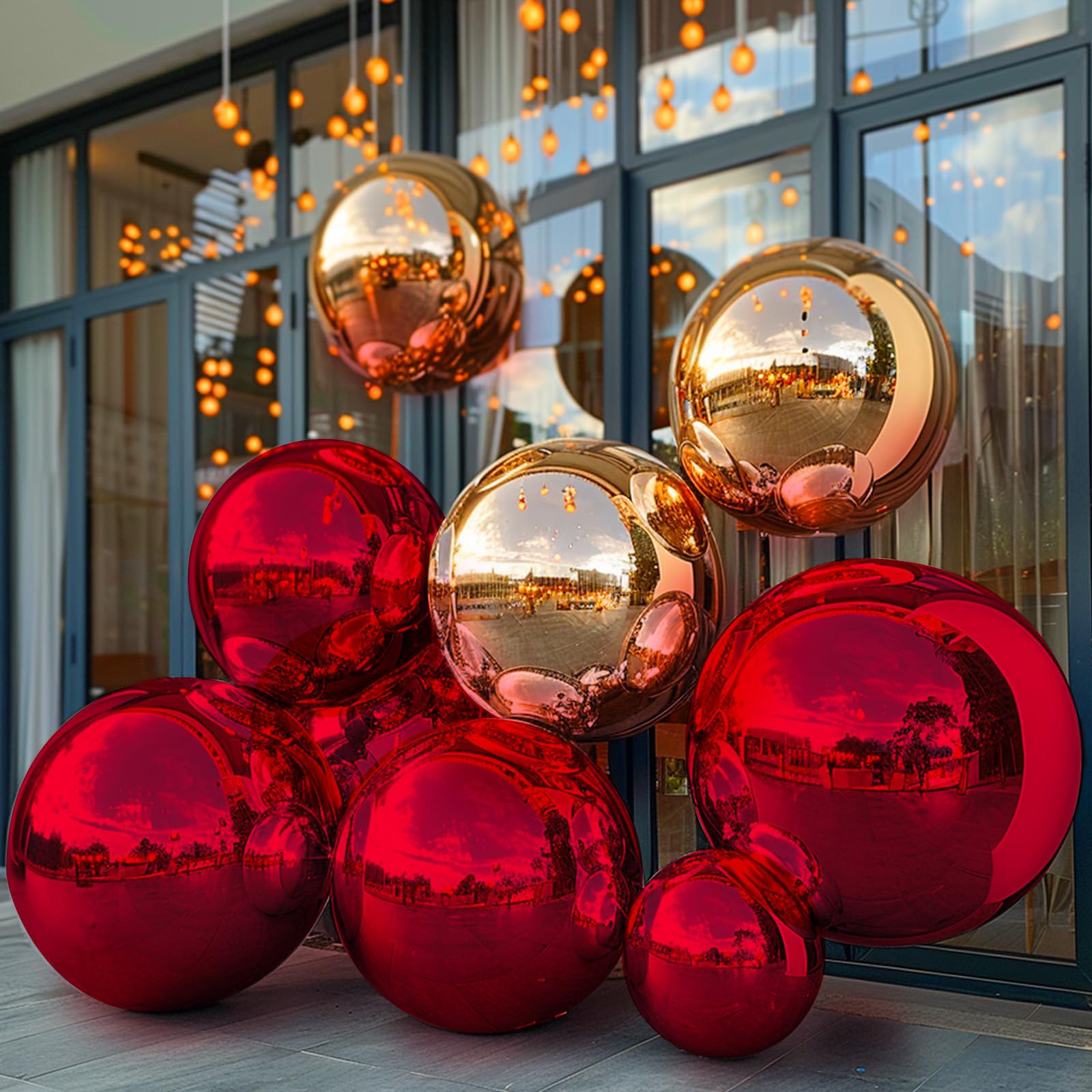 Inflatable Mirror Ball Airtight Big Shiny Balls with Air Pump for Event Decoration - Choose Color & Size