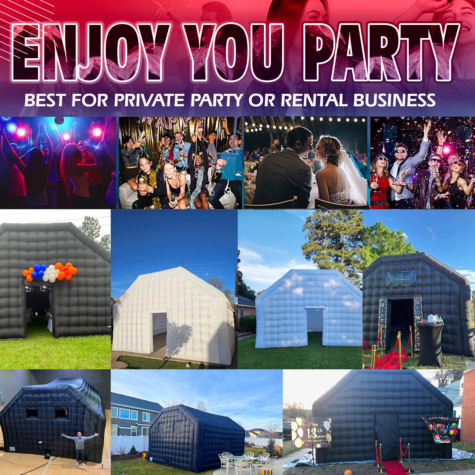 16.5x13x11.5ft Black Inflatable Nightclub Tent with Blower Portable Disco Pavilion for Events
