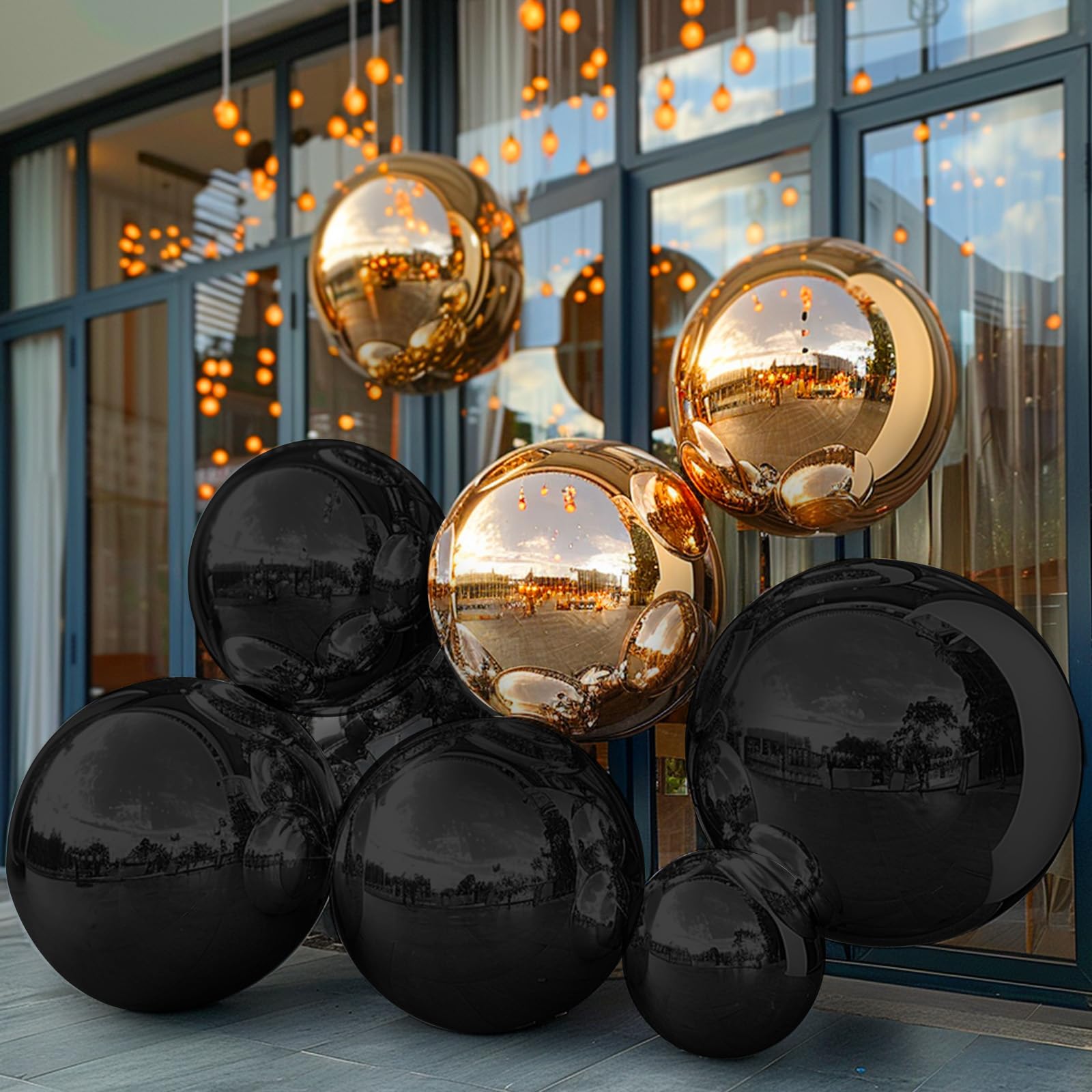 Inflatable Mirror Ball Airtight Big Shiny Balls with Air Pump for Event Decoration - Choose Color & Size