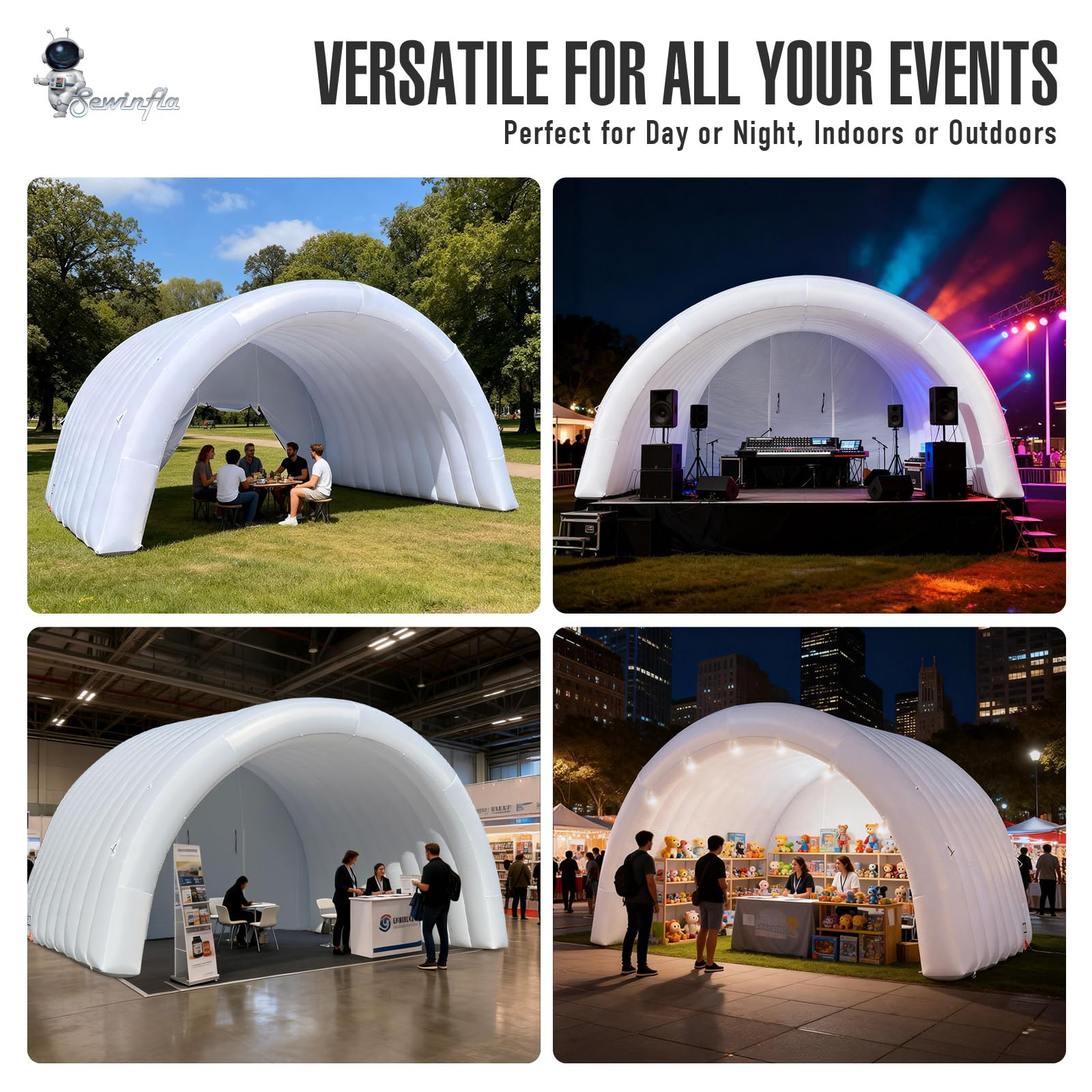 Inflatable Event Stage Tent 20×15×13FT with Built-in Blower Outdoor Exhibition Inflatable Stage Cover White Party Tent
