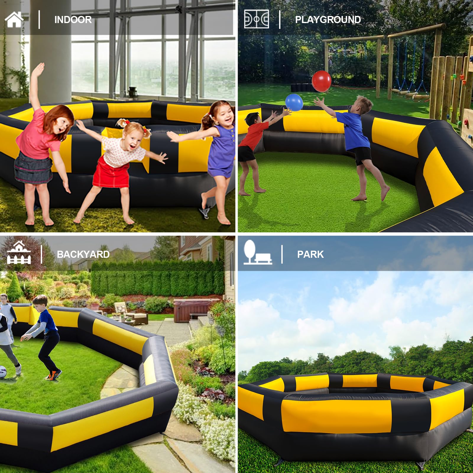 WARSUN Portable 20ft Gaga Ball Pit Inflatable Gaga ball Court-Yellow &Black