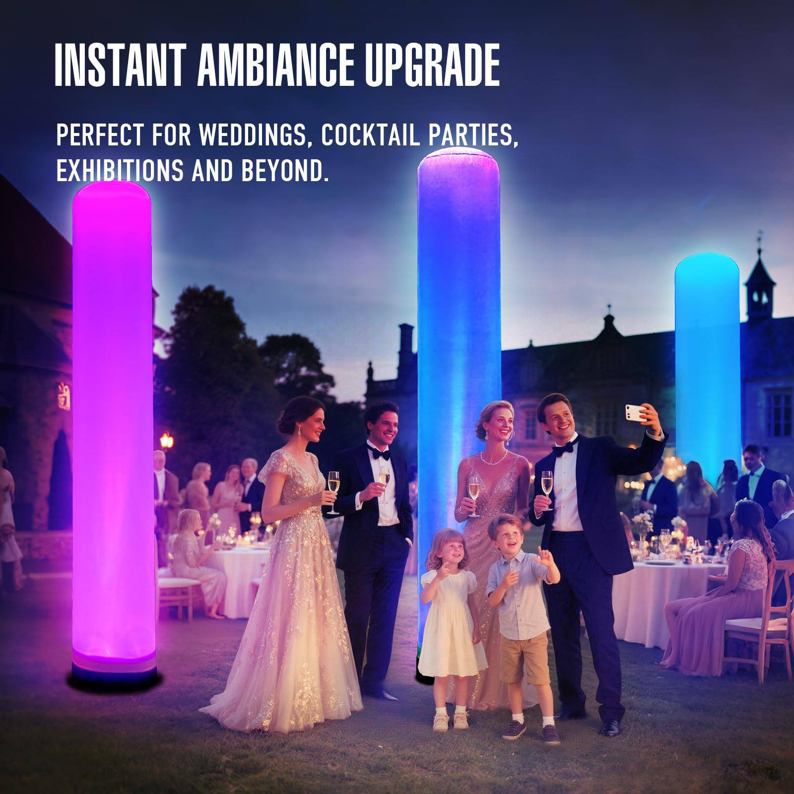 8.8Ft Inflatable Color-Changing Column Decorative Lamp Replaceable Tube Pillar
