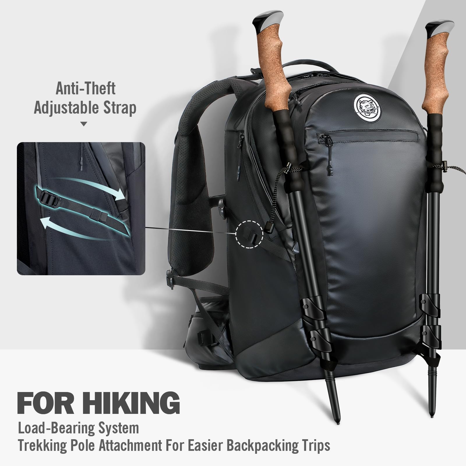 24L Travel Backpack with 17 Inch Laptop Sleeve Waterproof Daypack