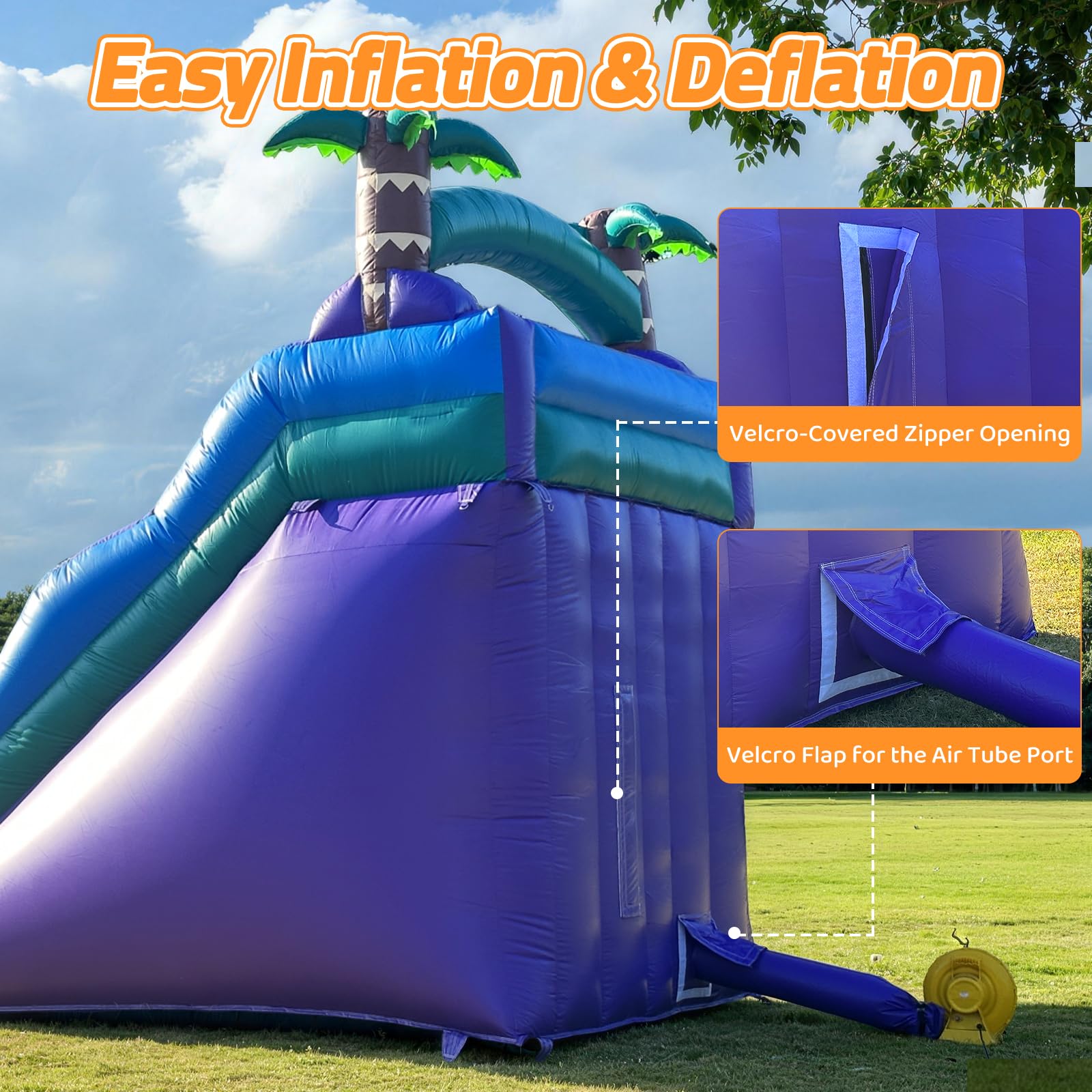 Inflatable Water Slide Purple Commercial Grade PVC with Detachable Slide Climbing Ladder and Pool, Giant Inflatable Wet Dry Use