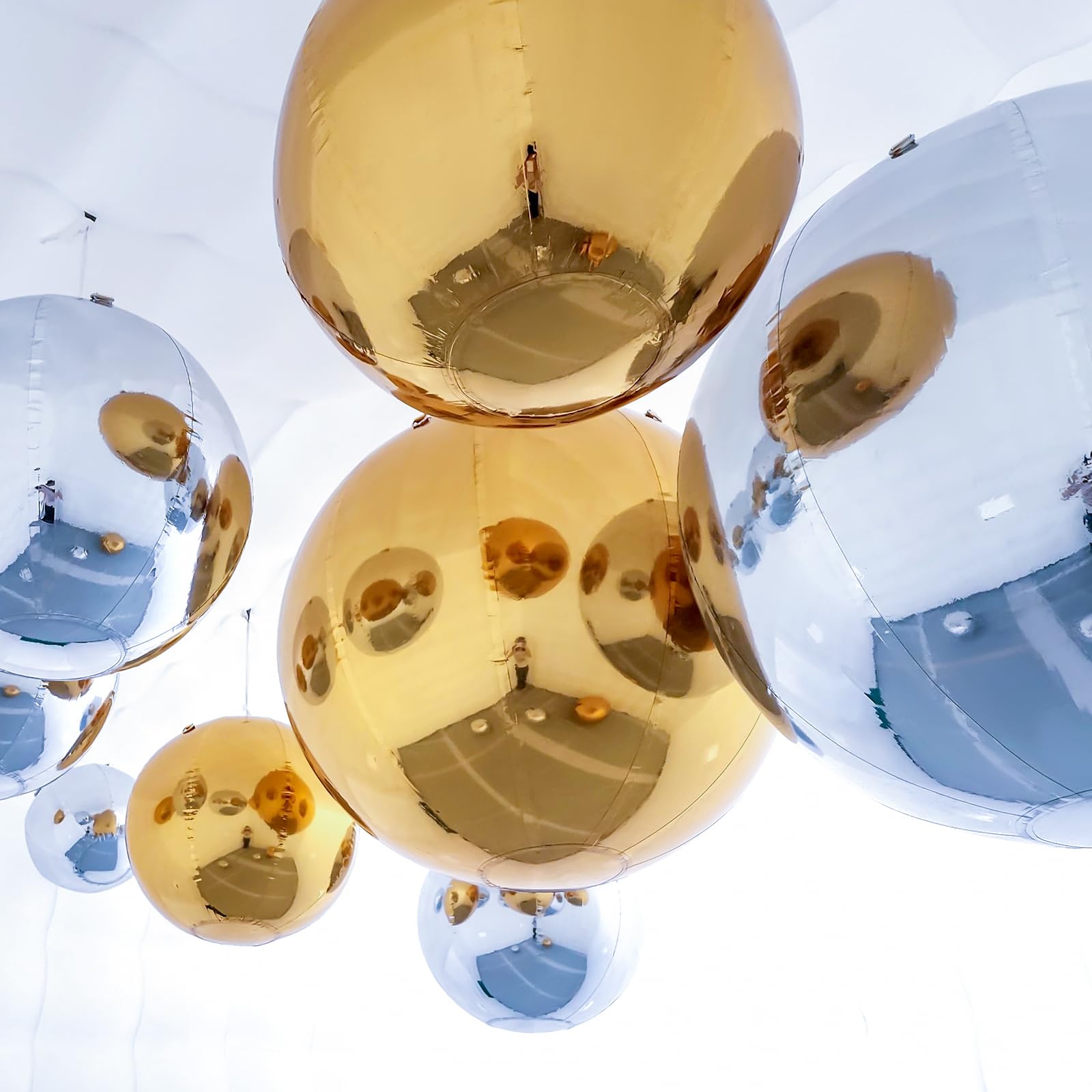 Inflatable Mirror Ball Airtight Big Shiny Balls with Air Pump for Event Decoration - Choose Color & Size