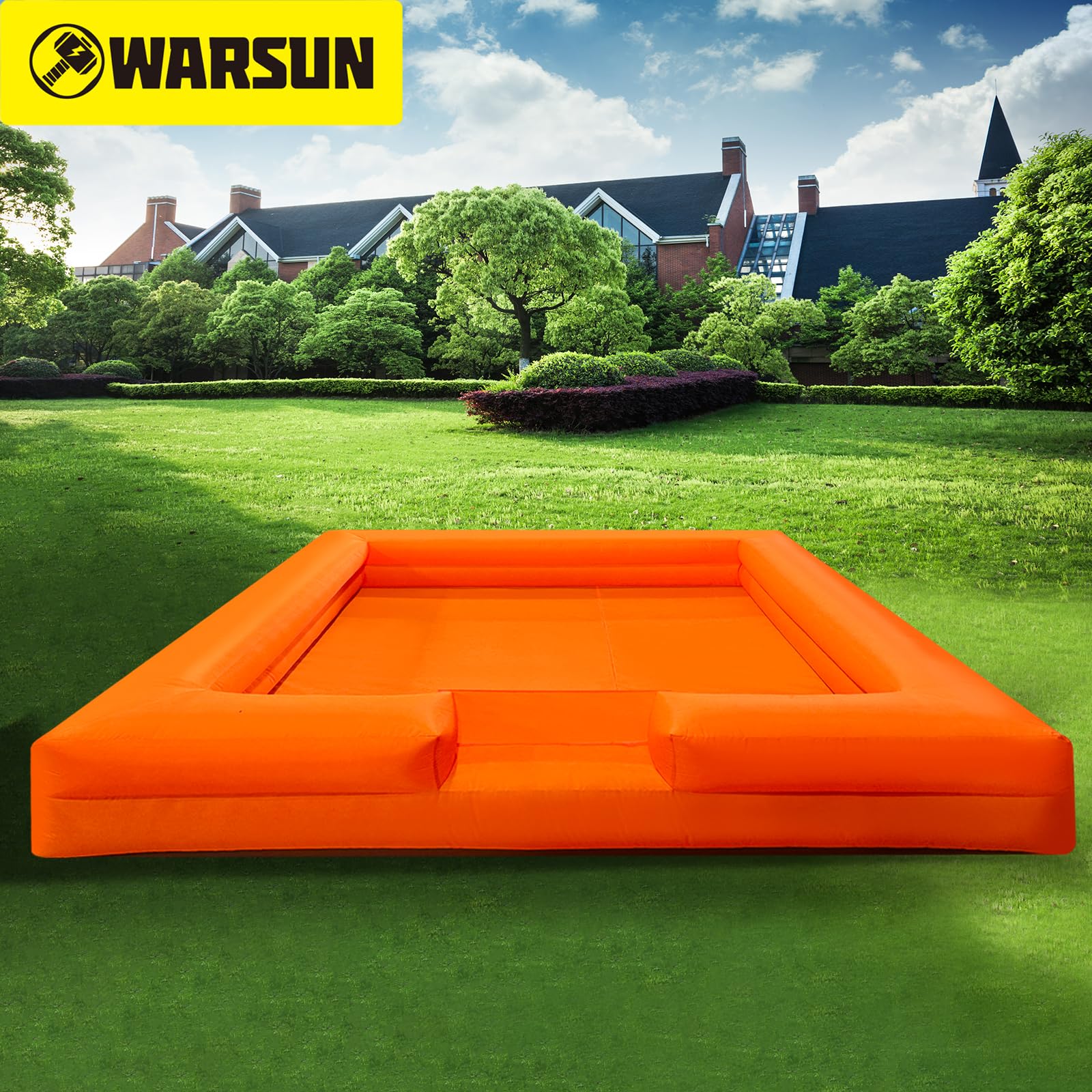 WARSUN 15'x15' Inflatable Foam Pit for Parties - Blue/Orange