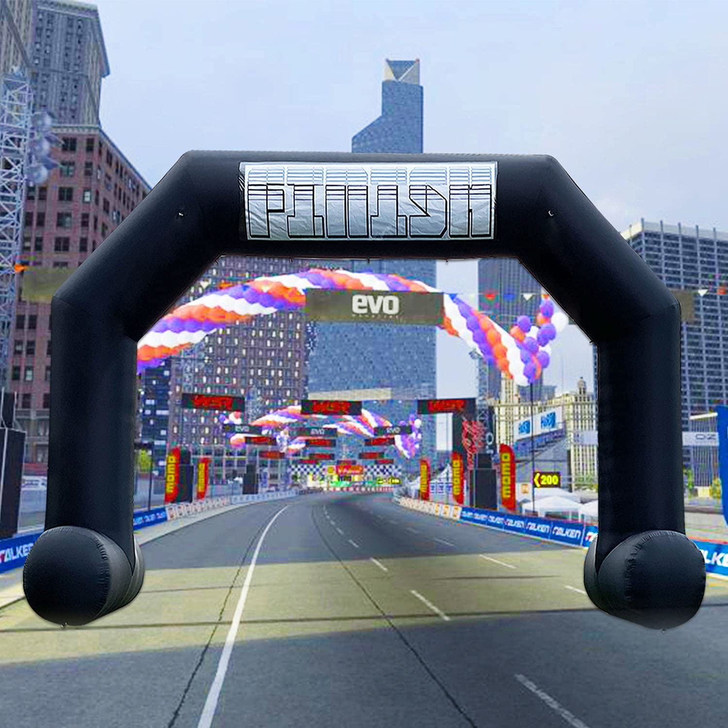 20Ft Inflatable Arch with Start Finish Banner and T-Shaped Base for Races and Events