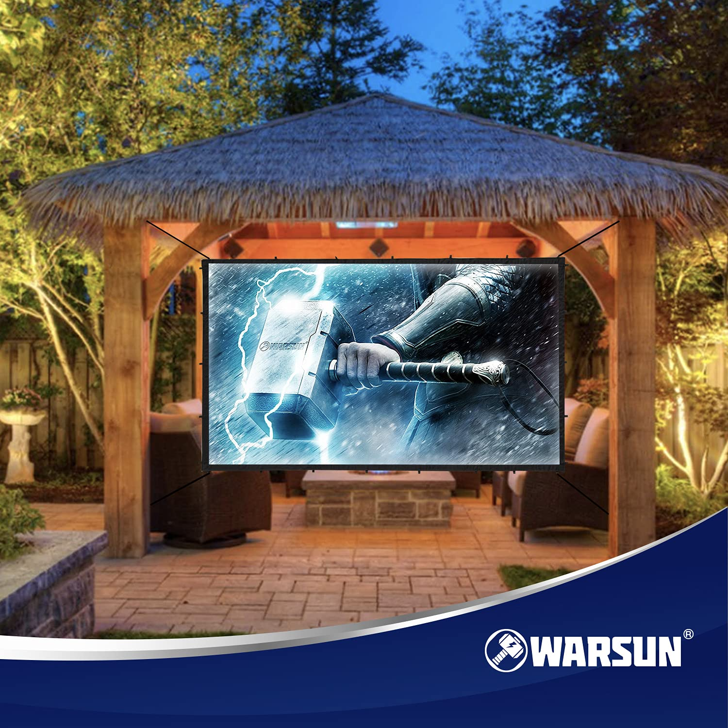 WARSUN Portable Movie Screen 120 Inch Projection Screen 16:9 HD Support Double Sided Projection, Movie Screen for Home Theater Outdoor Indoor
