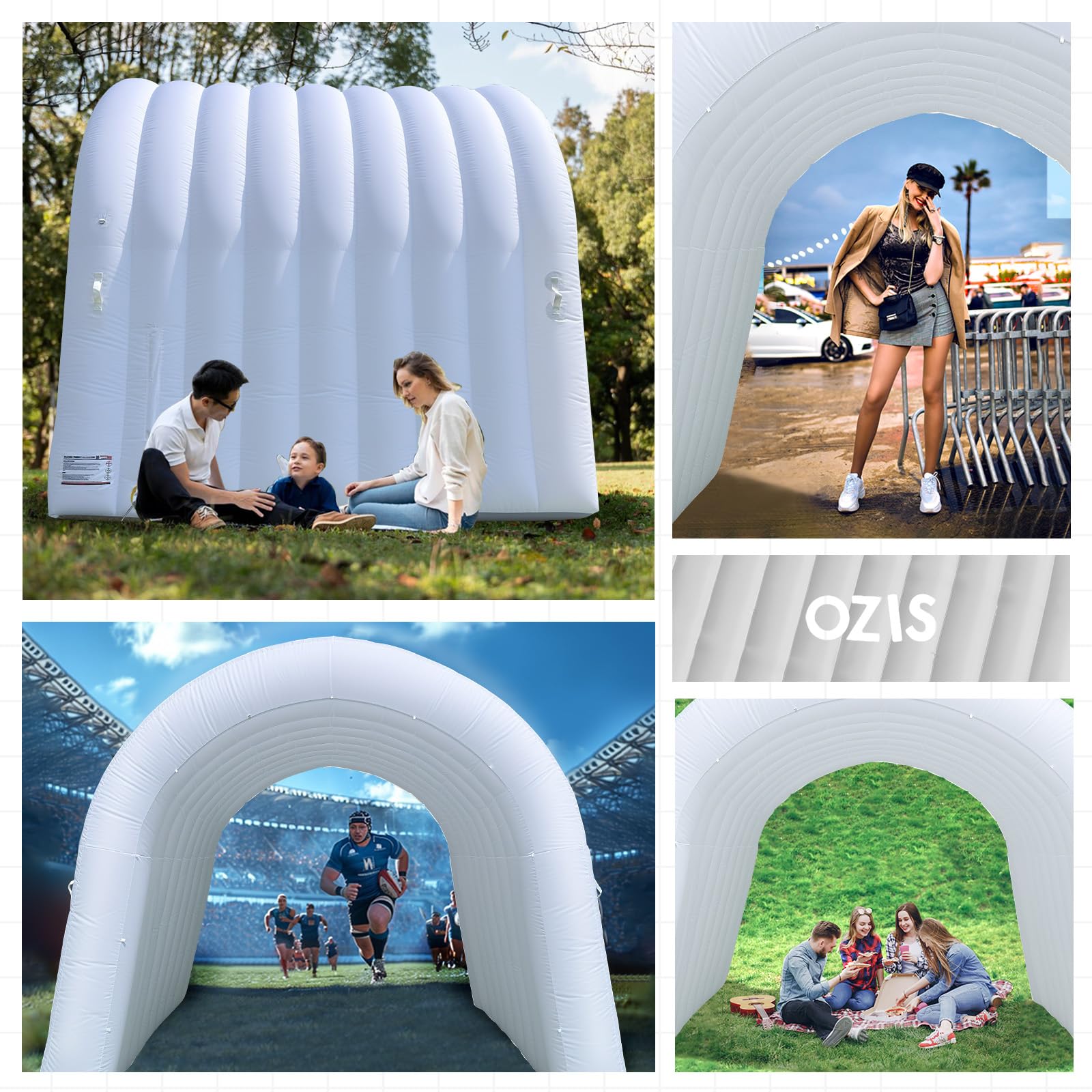 White Inflatable Tunnel Entrance Sports Tunnel with Installed Blower Football Tunnel Tent