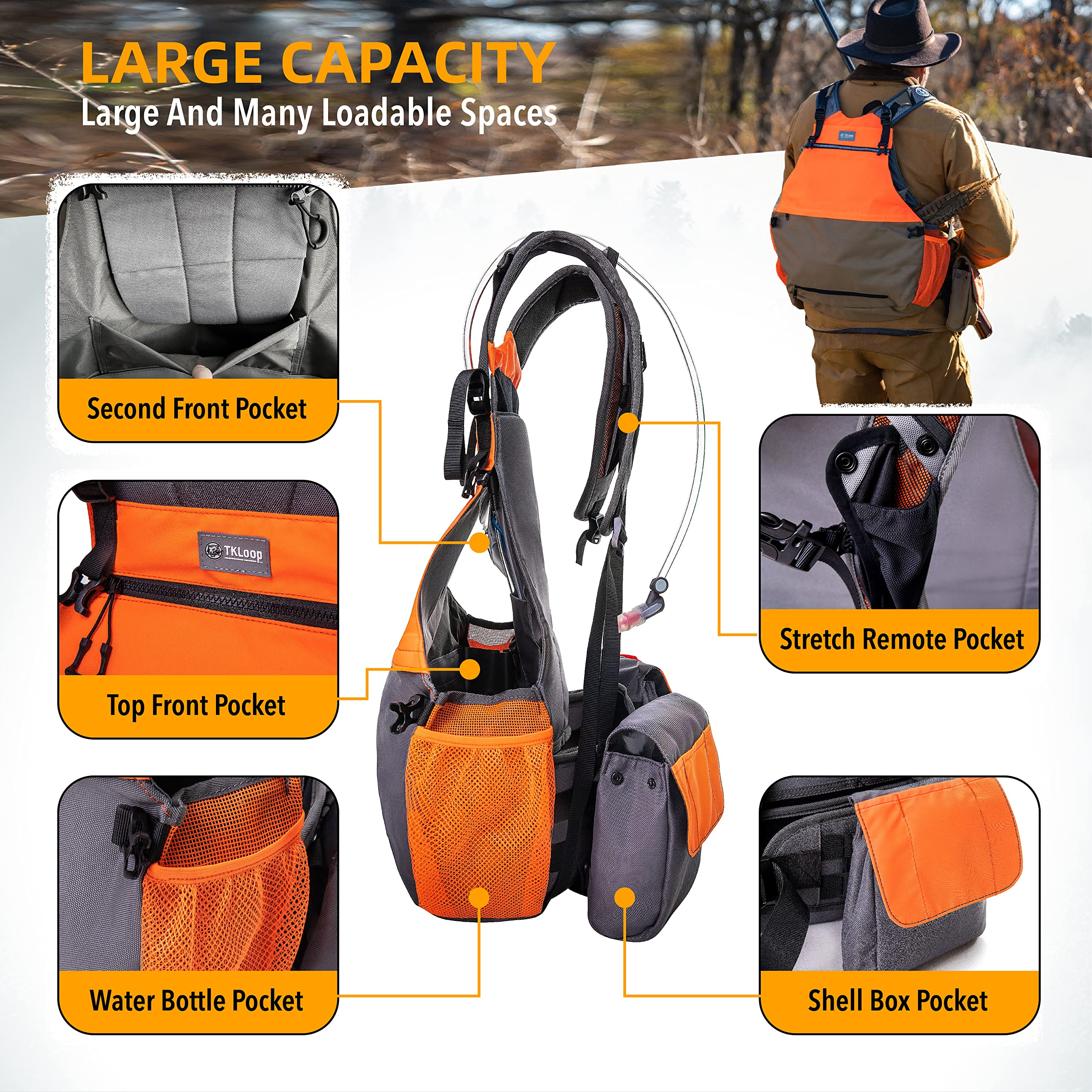 Upland Hunting Vest Tactical Backpack with Game Pouch