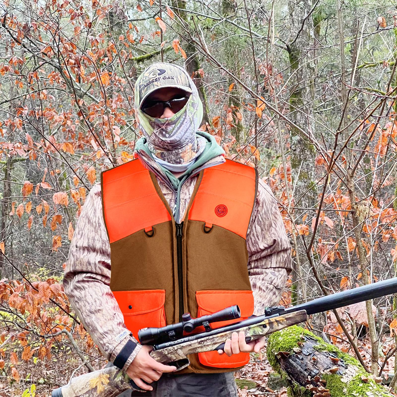 Upland Hunting Vest with Multi Pockets Orange/Brown
